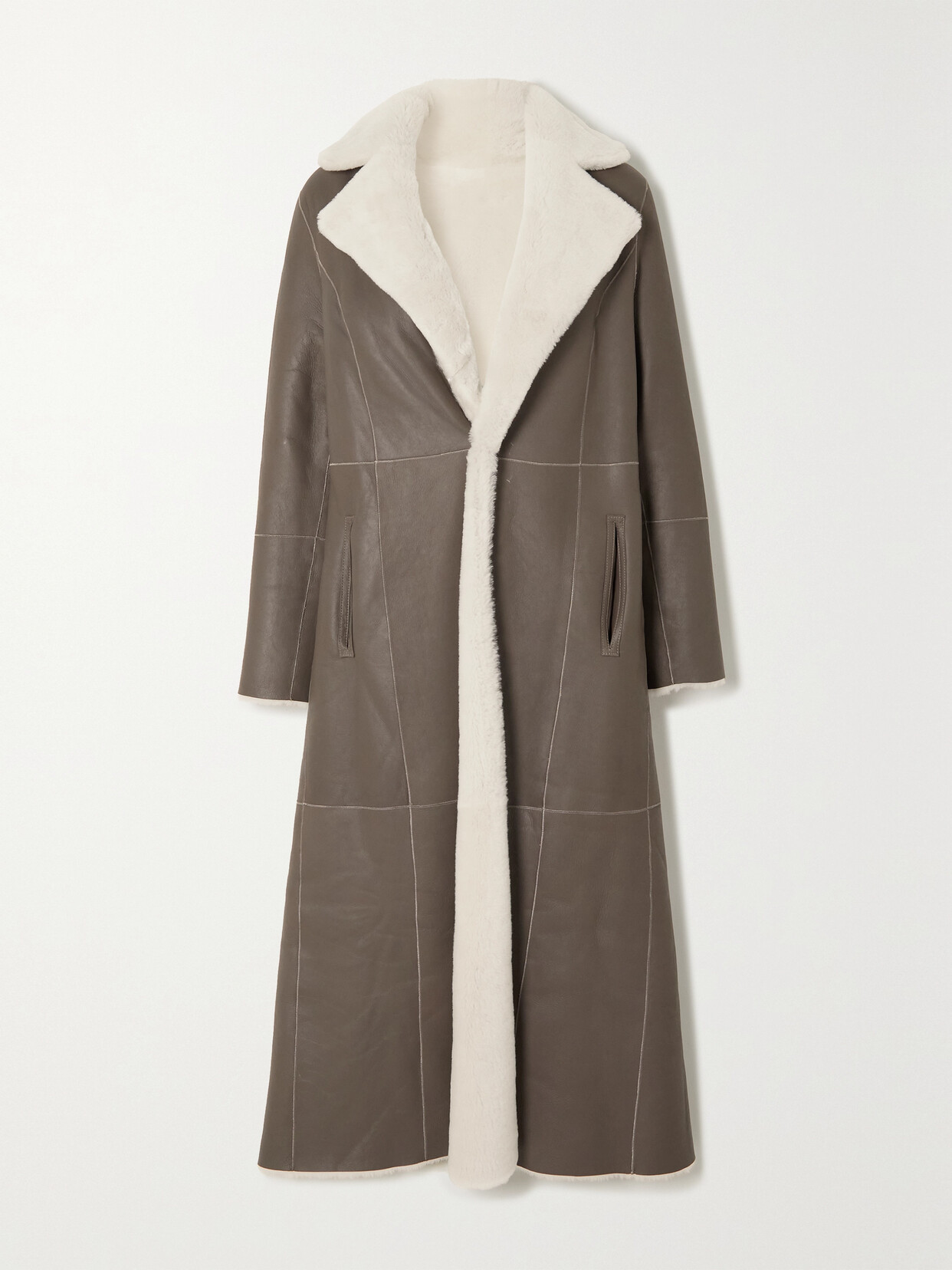 Utzon Cleo Reversible Shearling And Leather Coat In White