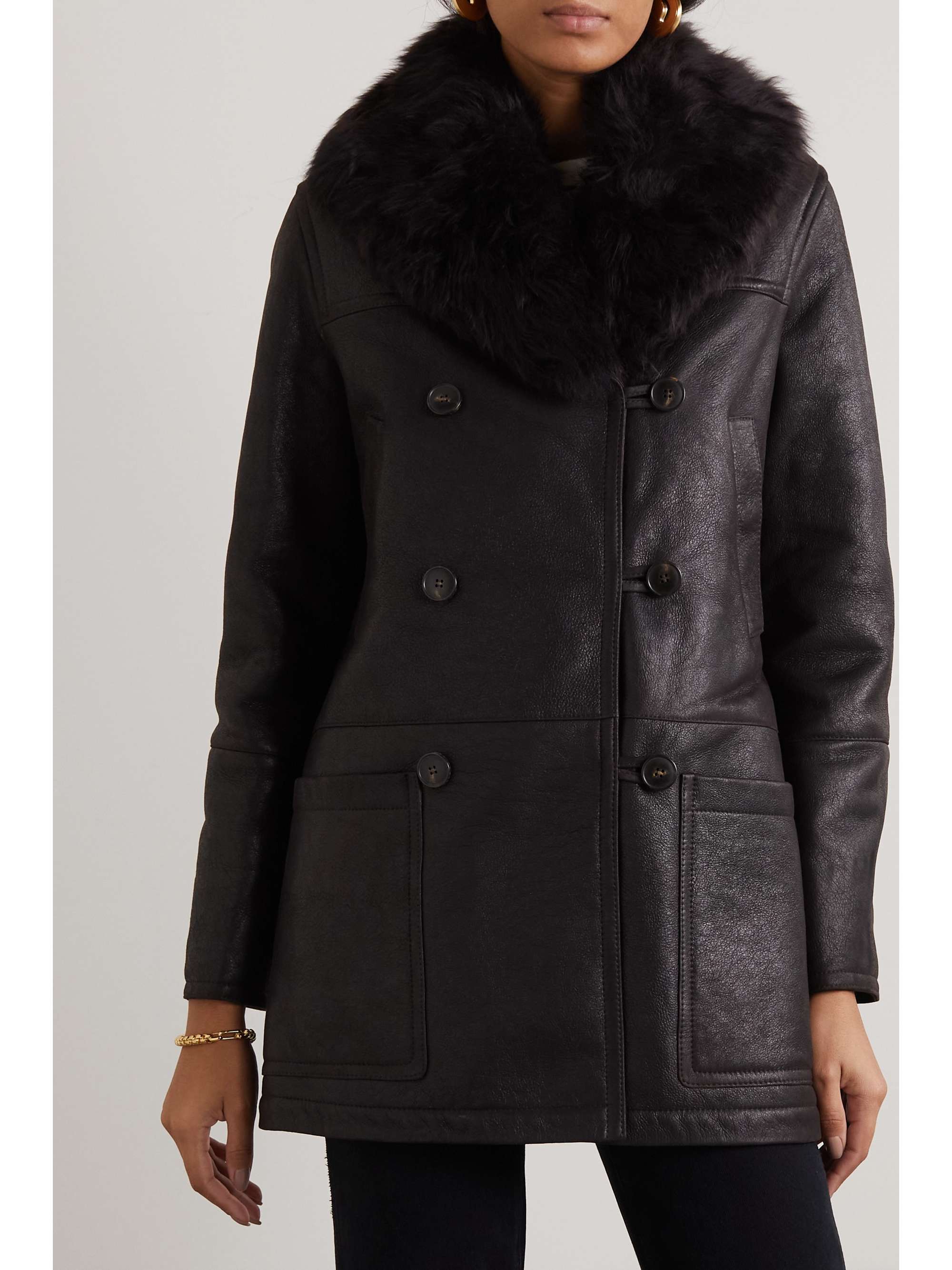 YVES SALOMON Merinillo double-breasted paneled shearling coat