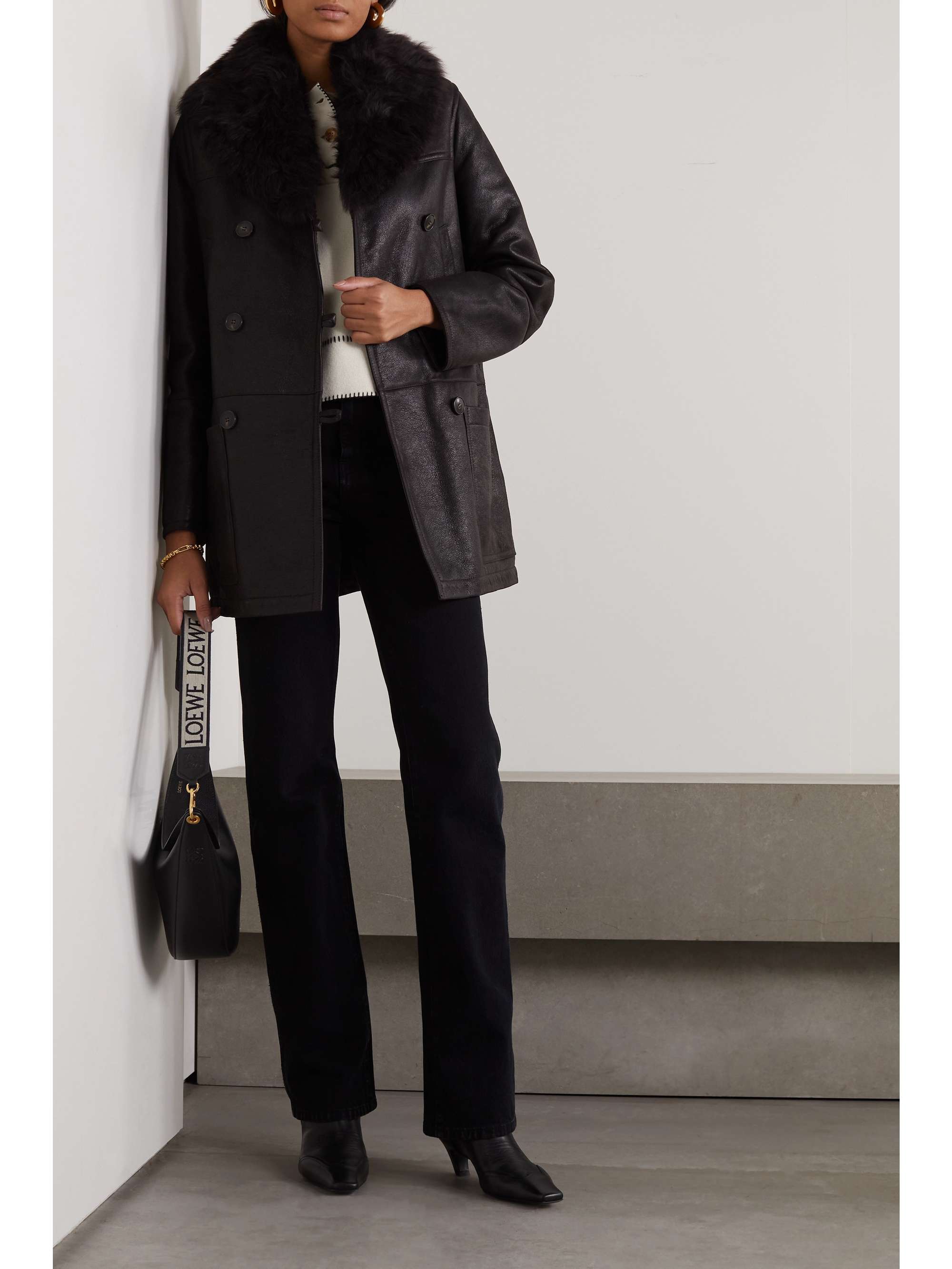 YVES SALOMON Merinillo double-breasted paneled shearling coat