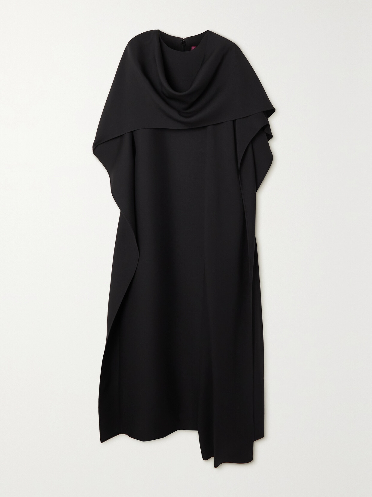 Shop Valentino Draped Wool And Silk-blend Crepe Midi Dress In Black