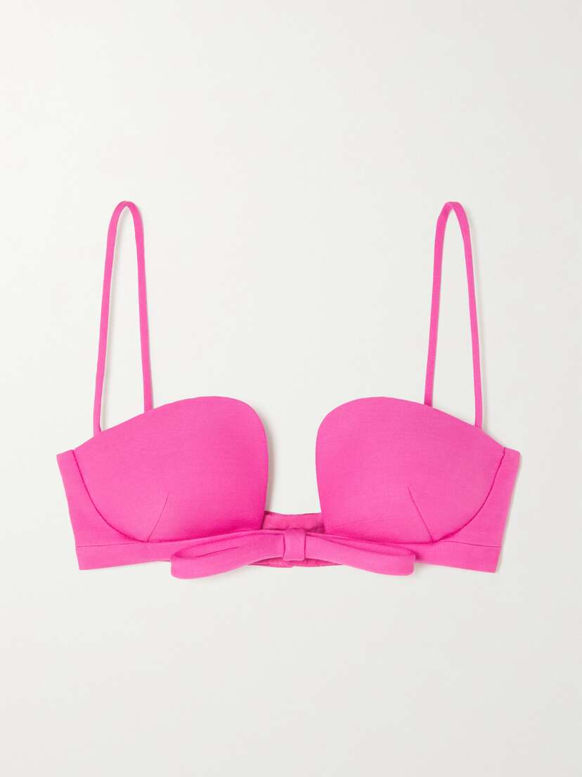 Valentino Garavani Bow-detailed Wool And Silk-blend Crepe Bralette