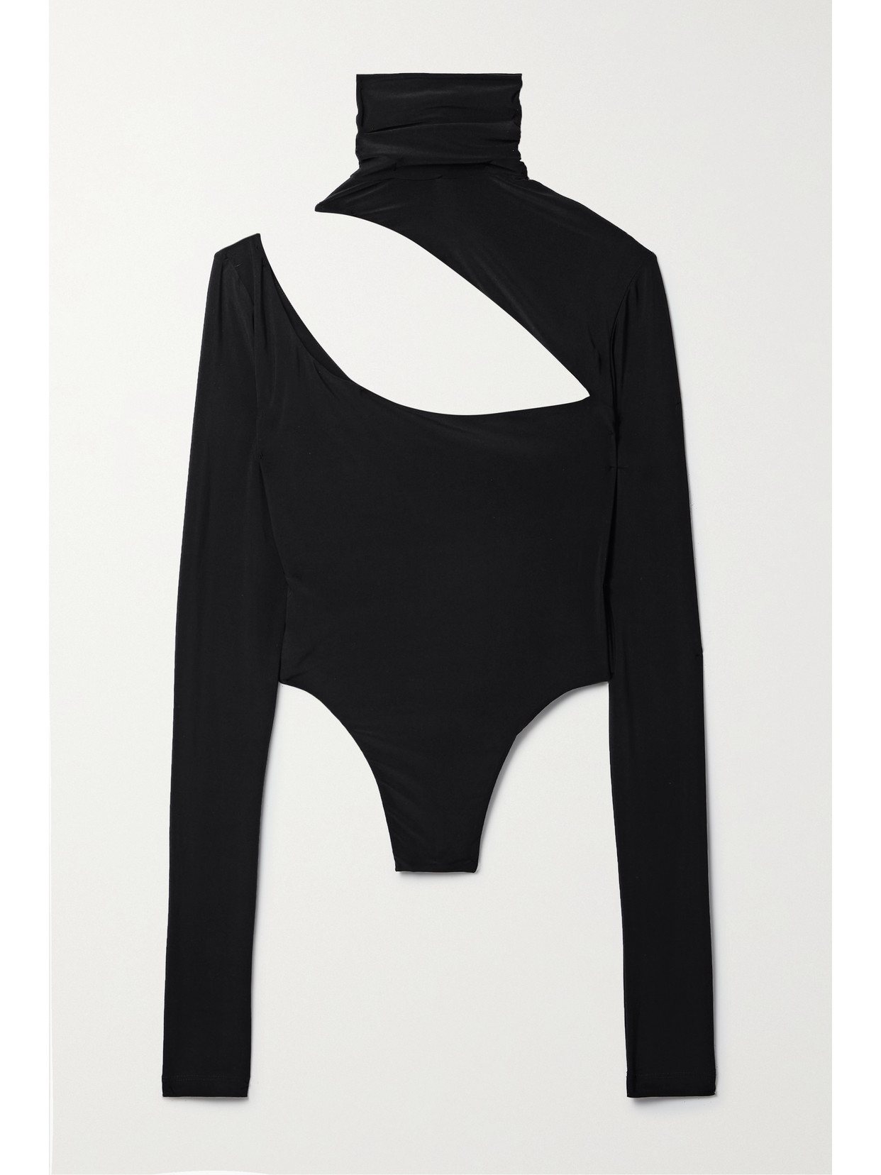 LAQUAN SMITH Cutout Stretch-jersey Turtleneck Thong Bodysuit - Black