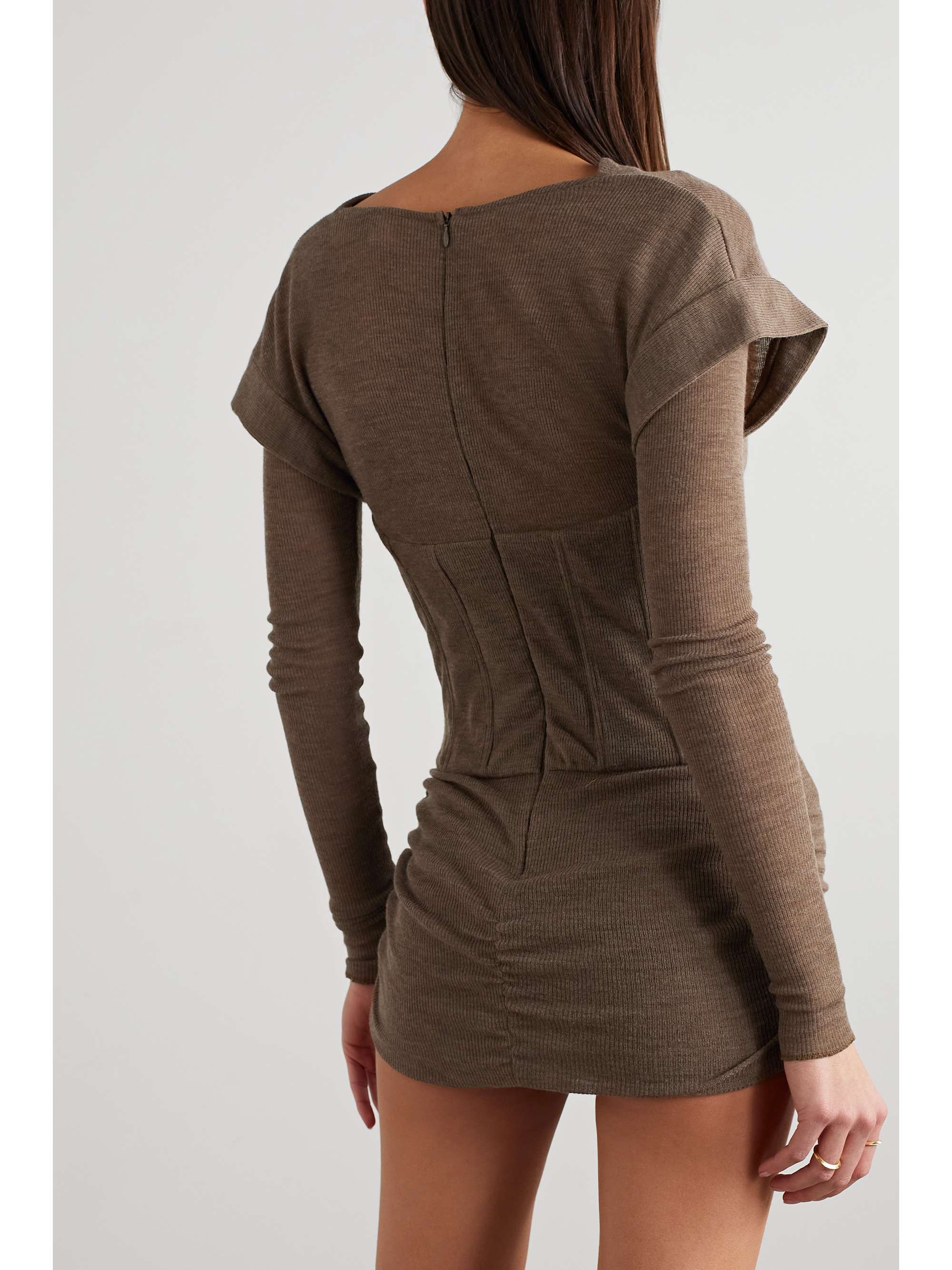 LAQUAN SMITH Ruched wool mini dress