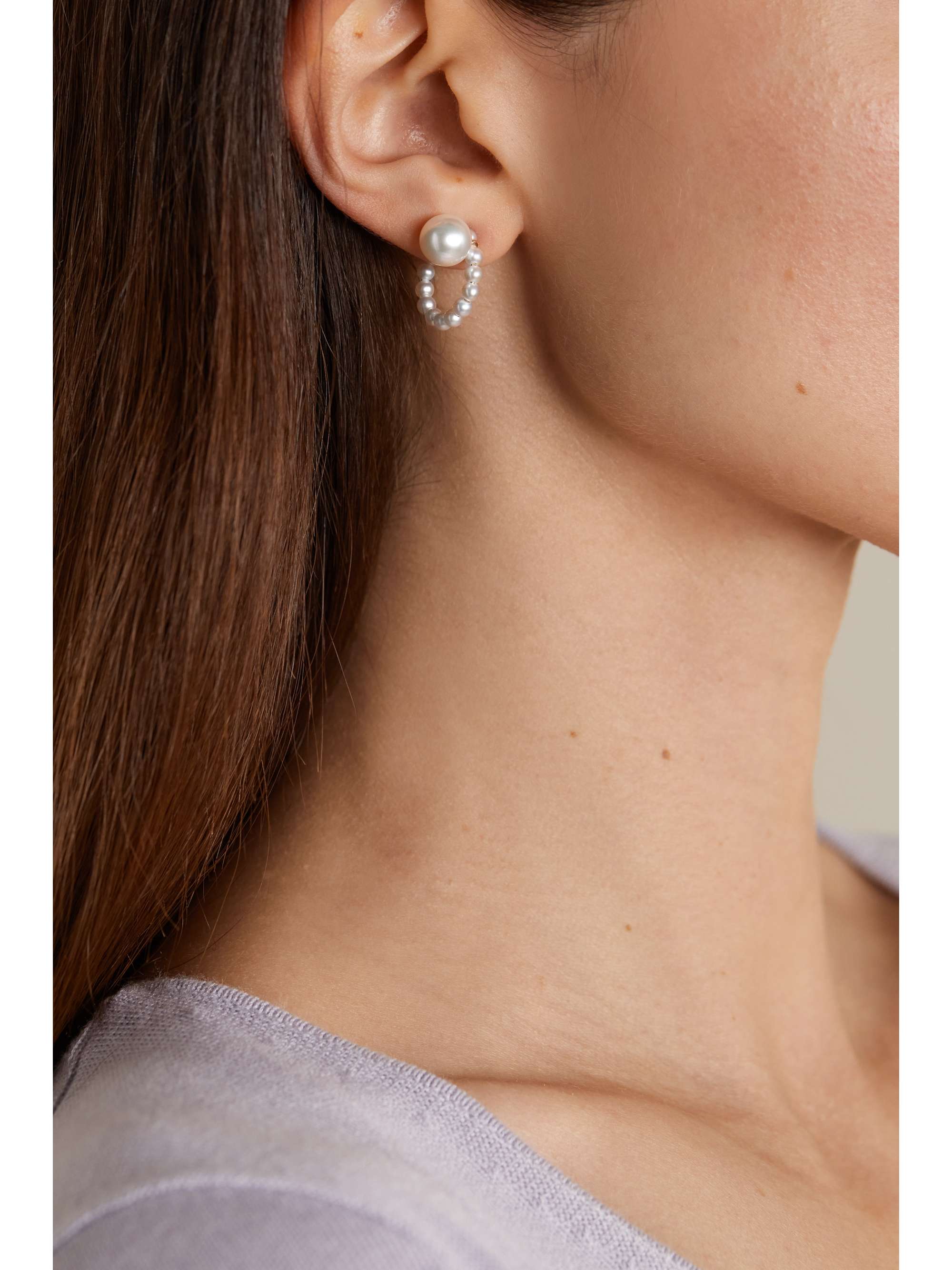 SOPHIE BILLE BRAHE Lien de Perles 14-karat gold pearl single earring