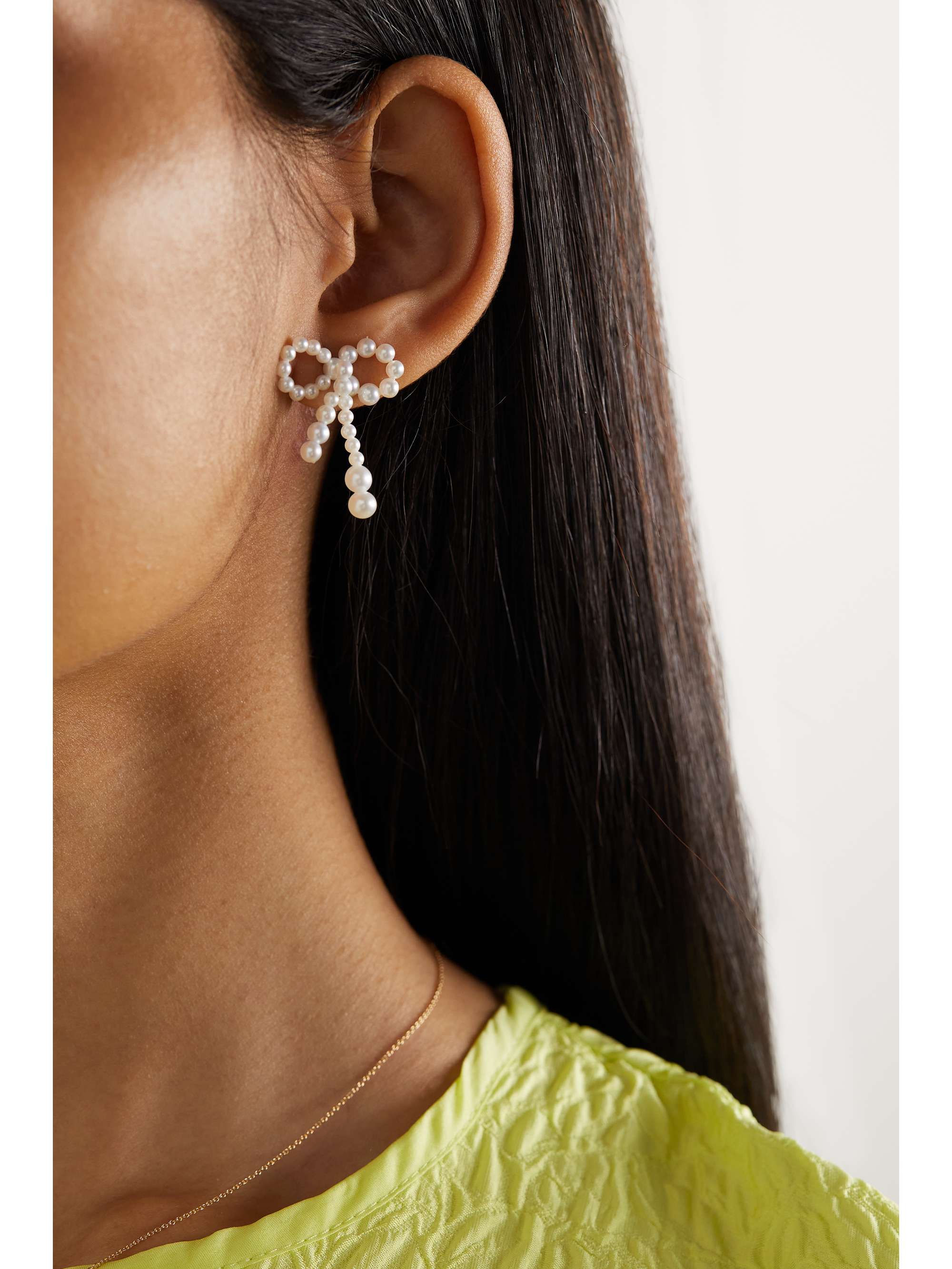 Rosette de Perles 14 karat gold pearl earrings white One Size