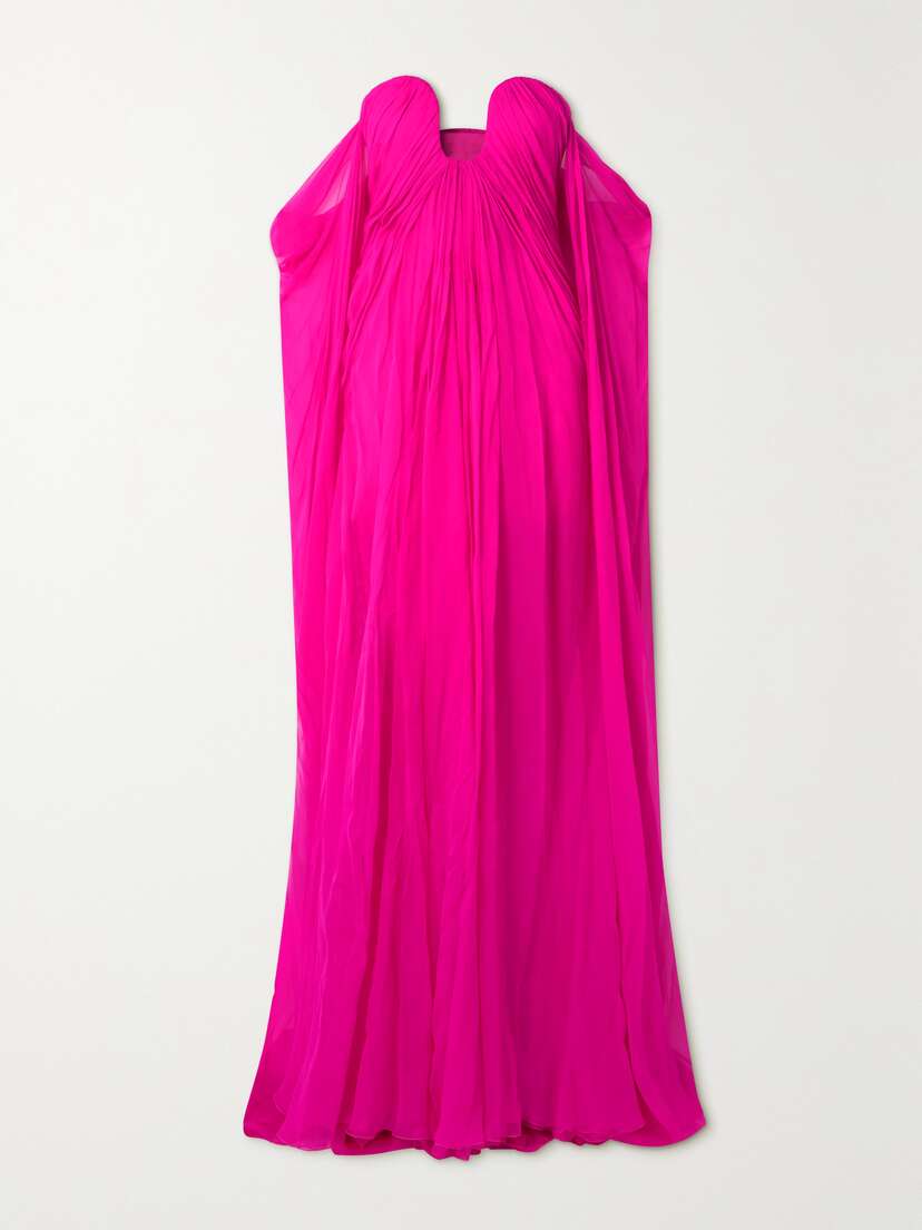 Valentino Garavani Off-the-shoulder Pleated Silk-chiffon Gown