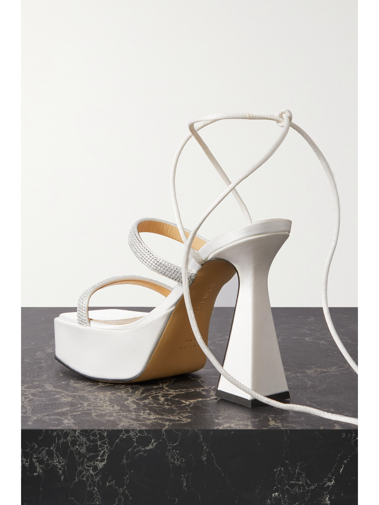 Devon Crystal-Embellished Satin Platform Sandals