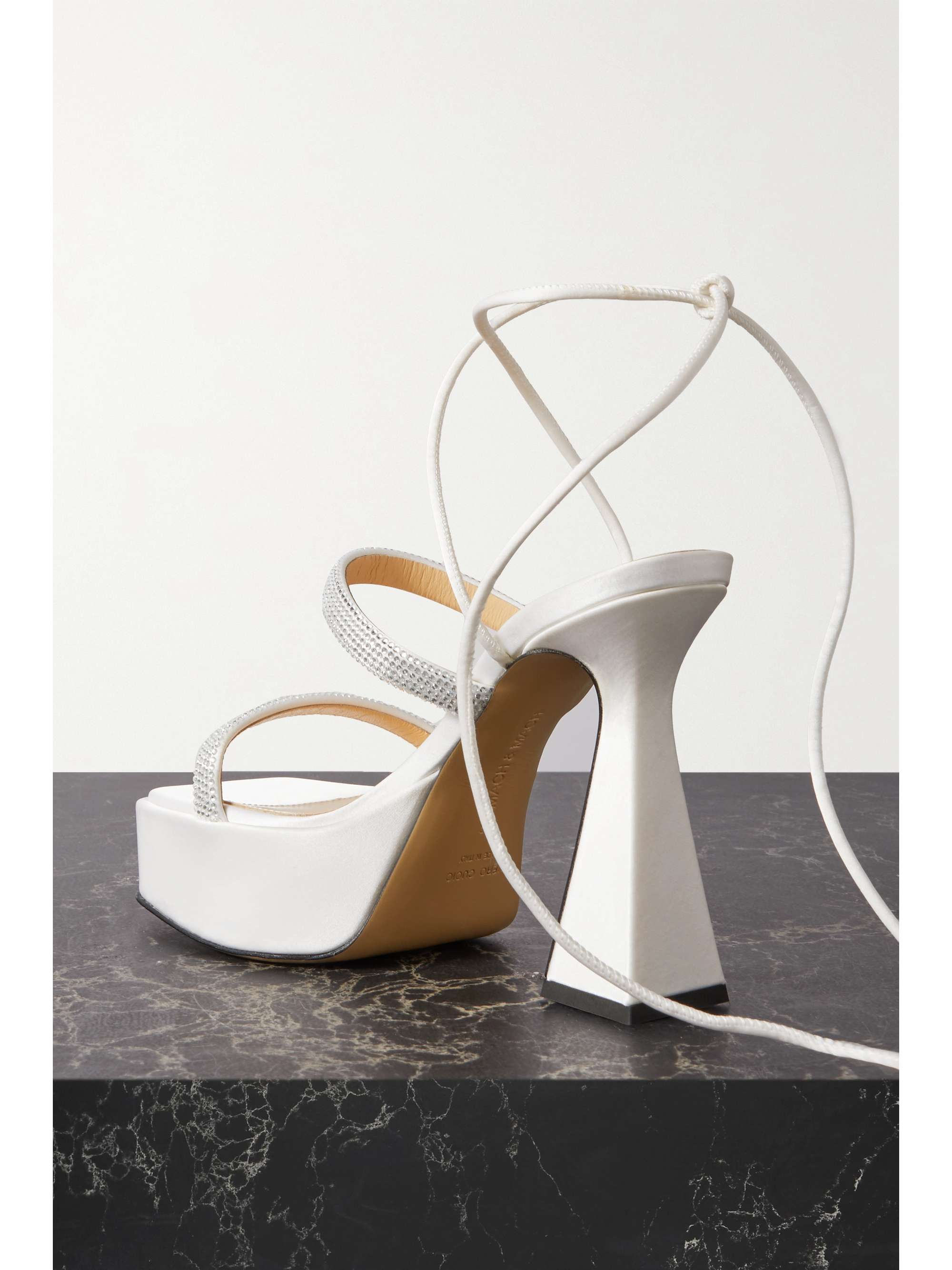 MACH & MACH Devon crystal-embellished satin platform sandals