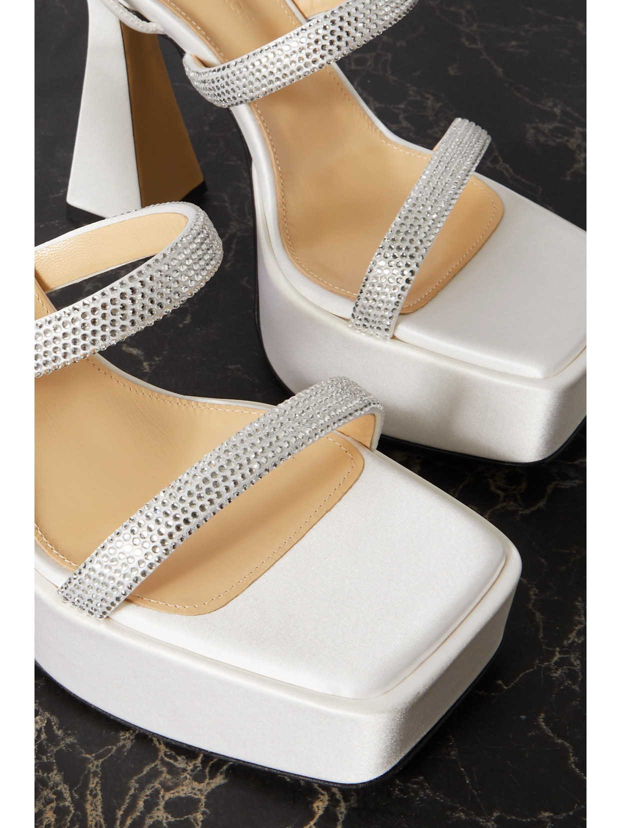 Devon Crystal-Embellished Satin Platform Sandals