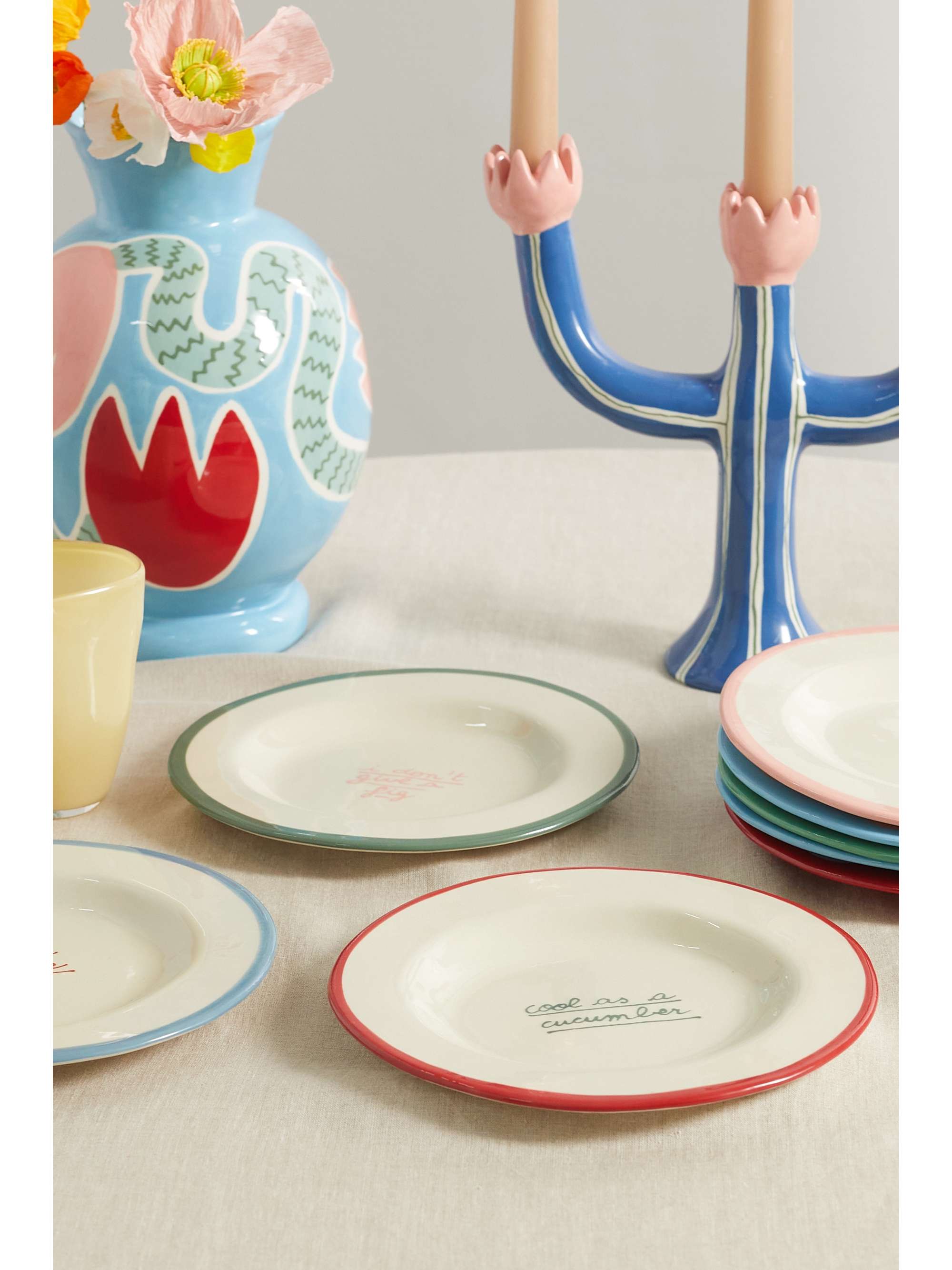 LAETITIA ROUGET Set de quatre petites assiettes en céramique Mushroom