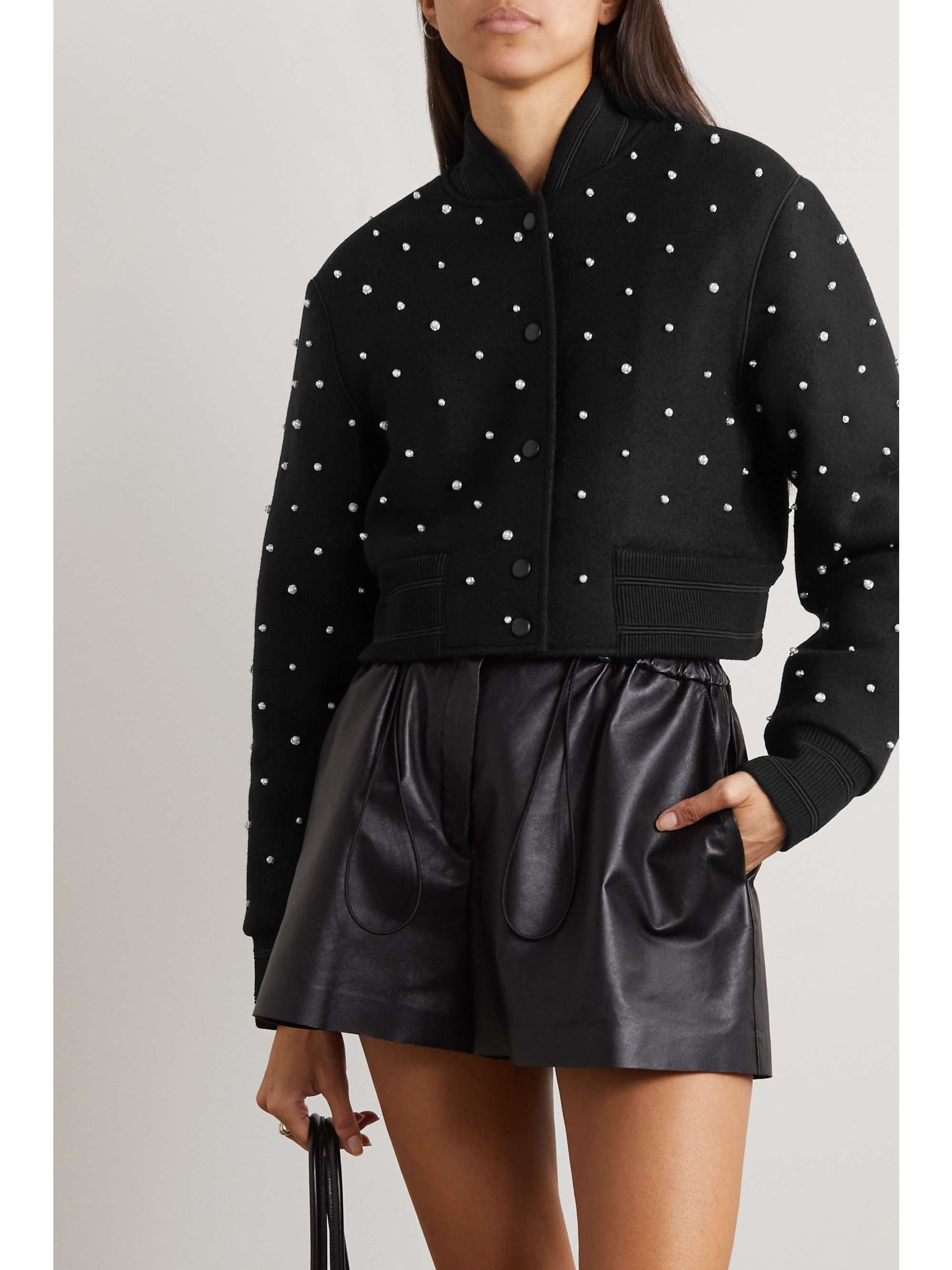 Black Cropped embellished wool bomber jacket GIVENCHY NETAPORTER