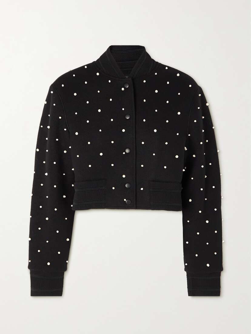 Givenchy Cropped Embellished Wool Bomber Jacket