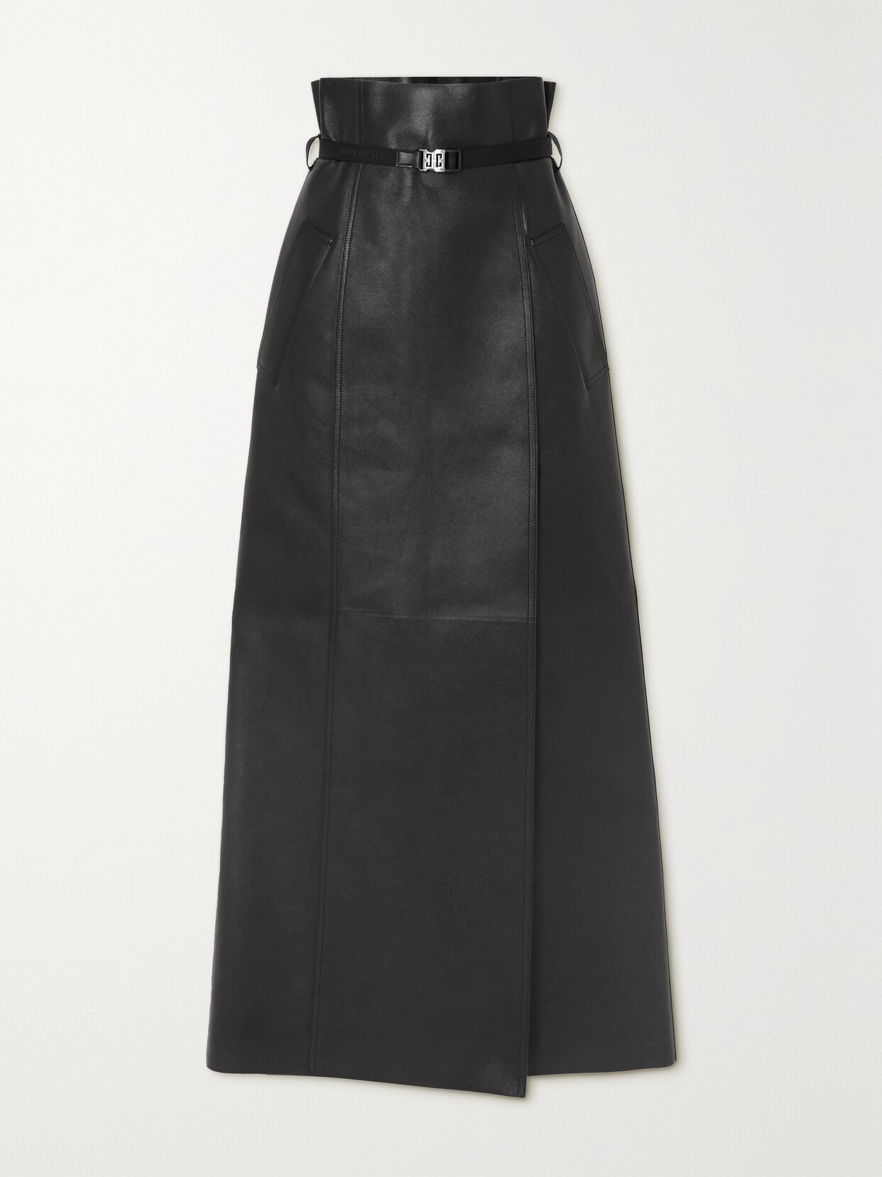 Givenchy Belted Leather Maxi Skirt In Black