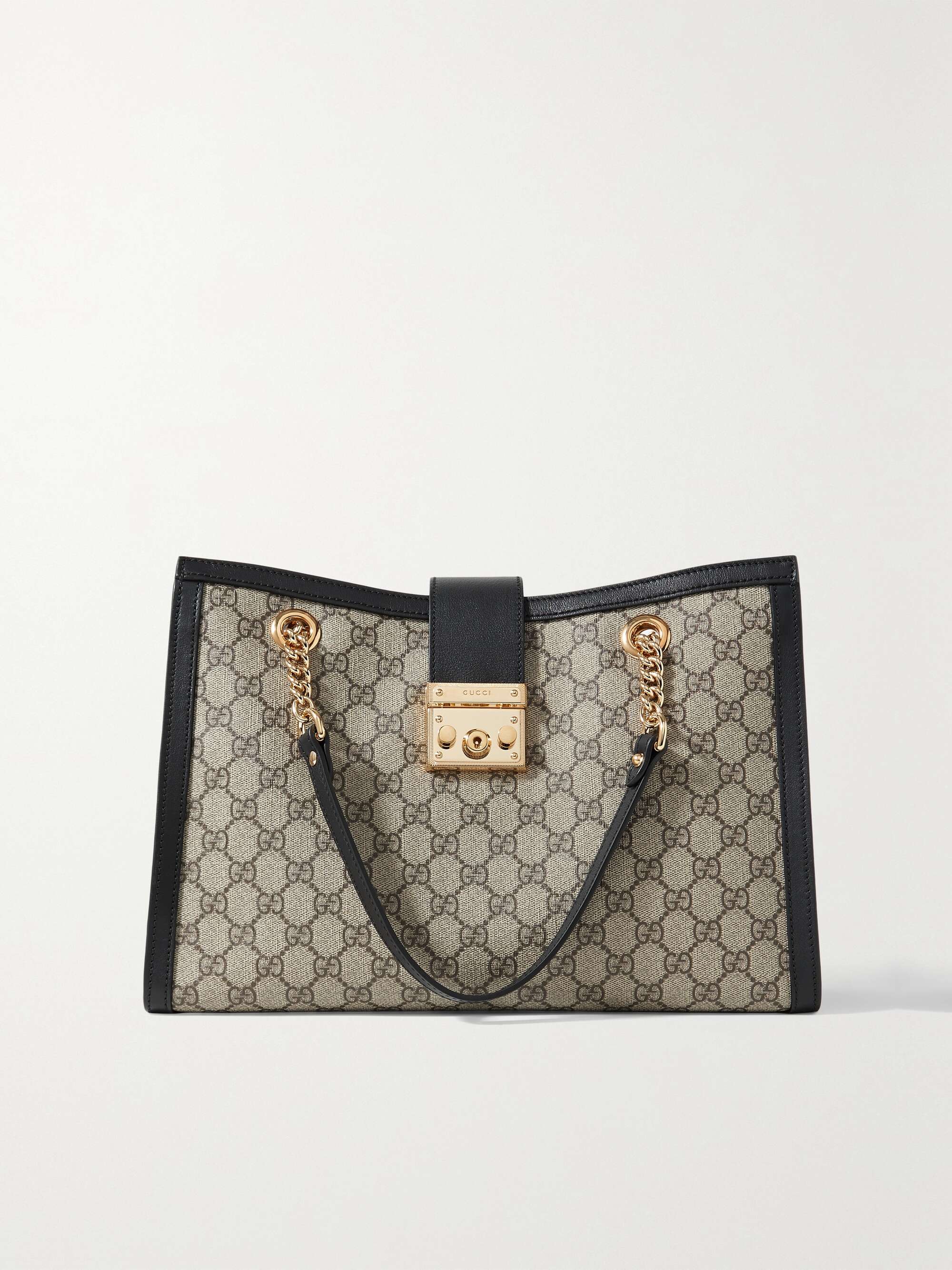 GUCCI Padlock leather-trimmed printed coated-canvas tote | NET-A-PORTER