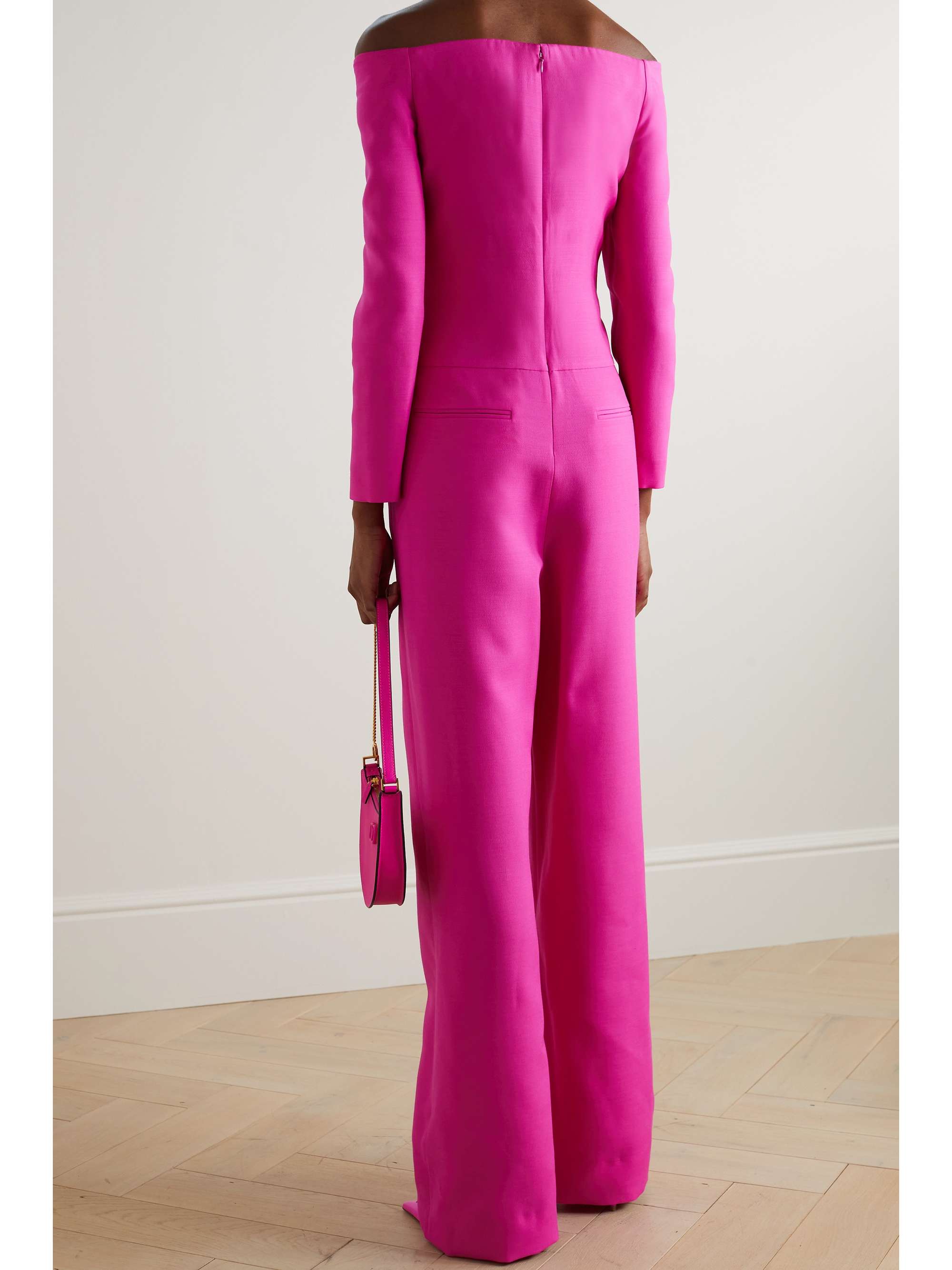 VALENTINO Off-the-shoulder wool and silk-blend crepe jumpsuit