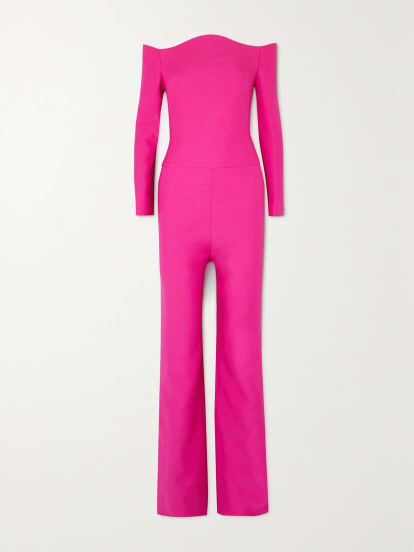 Valentino Garavani Off-the-shoulder Wool And Silk-blend Crepe Jumpsuit