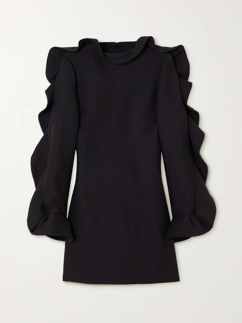 Valentino Garavani Ruffled Wool And Silk-blend Crepe Mini Dress