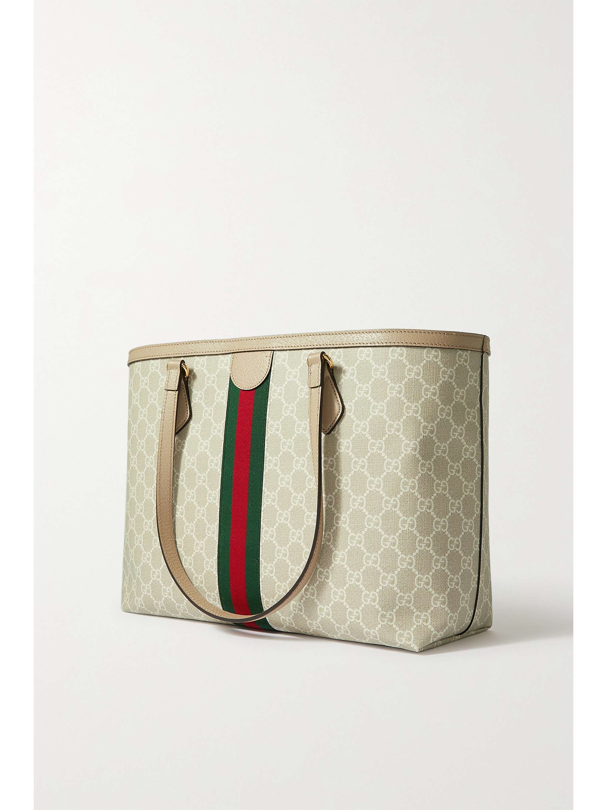 GUCCI Ophidia webbing-trimmed printed coated-canvas and leather tote