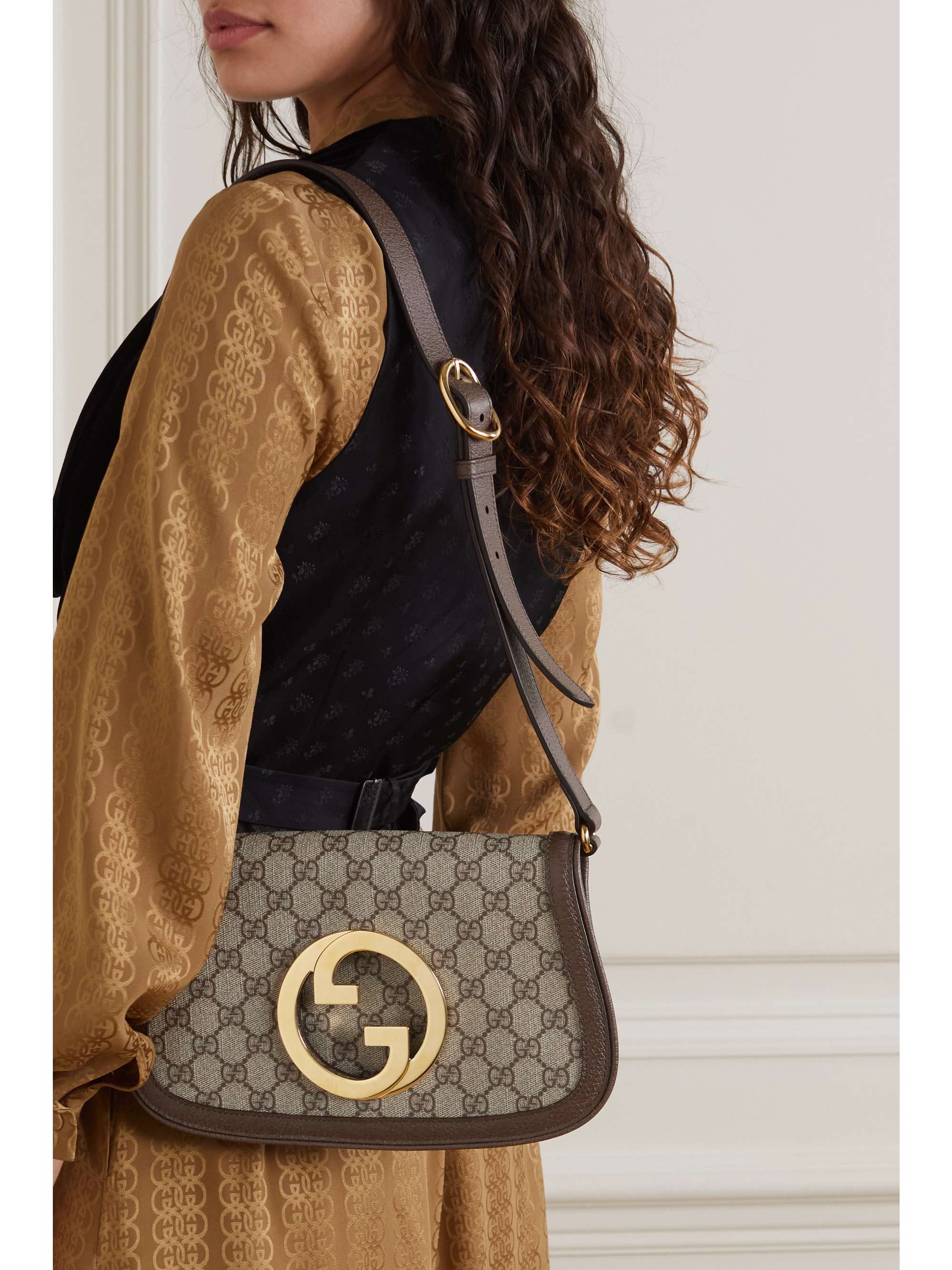 GUCCI New Blondie textured leather-trimmed printed coated-canvas ...