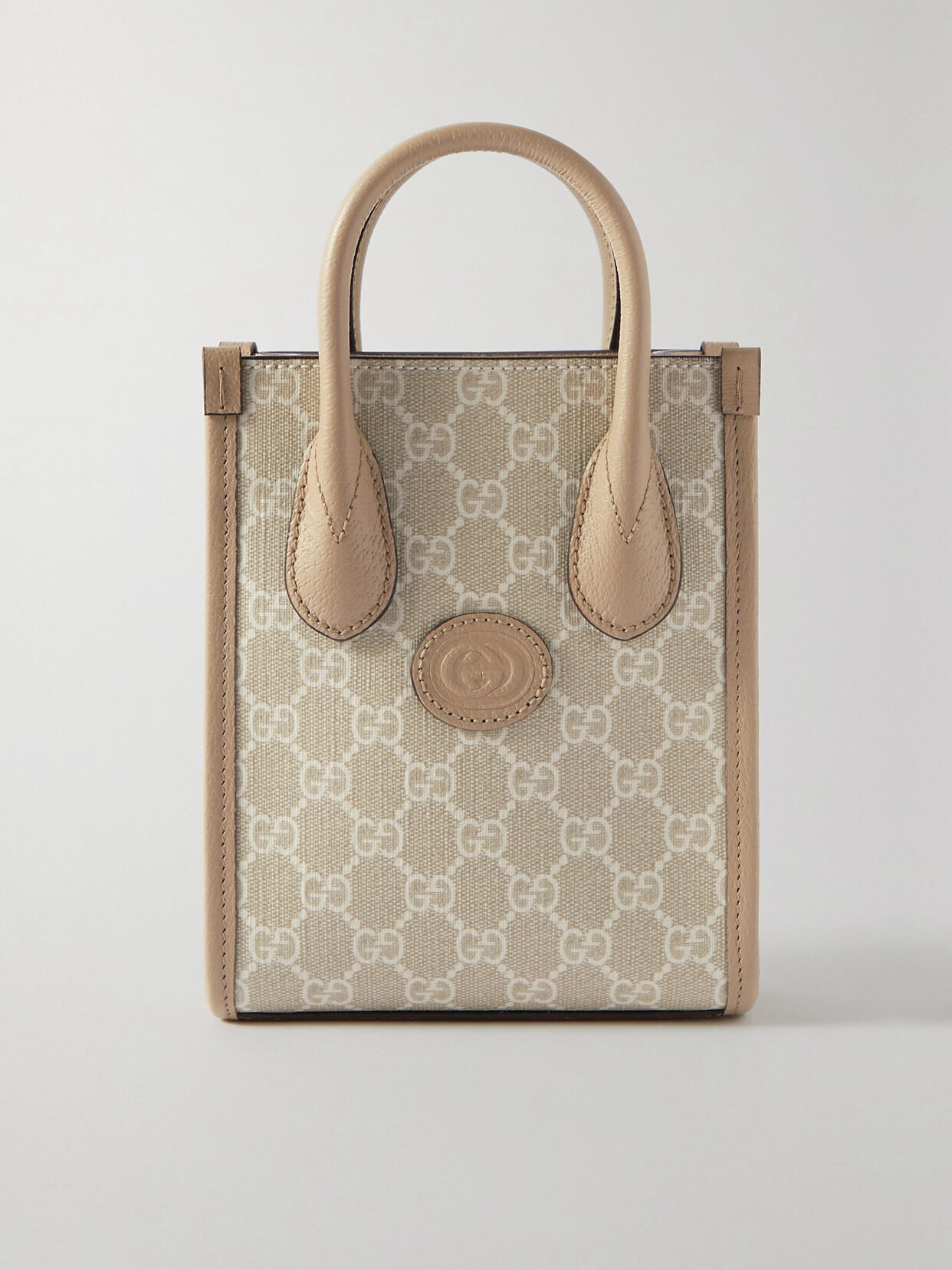 Gucci Gg Supreme Mini Textured Leather-trimmed Printed Coated-canvas Tote