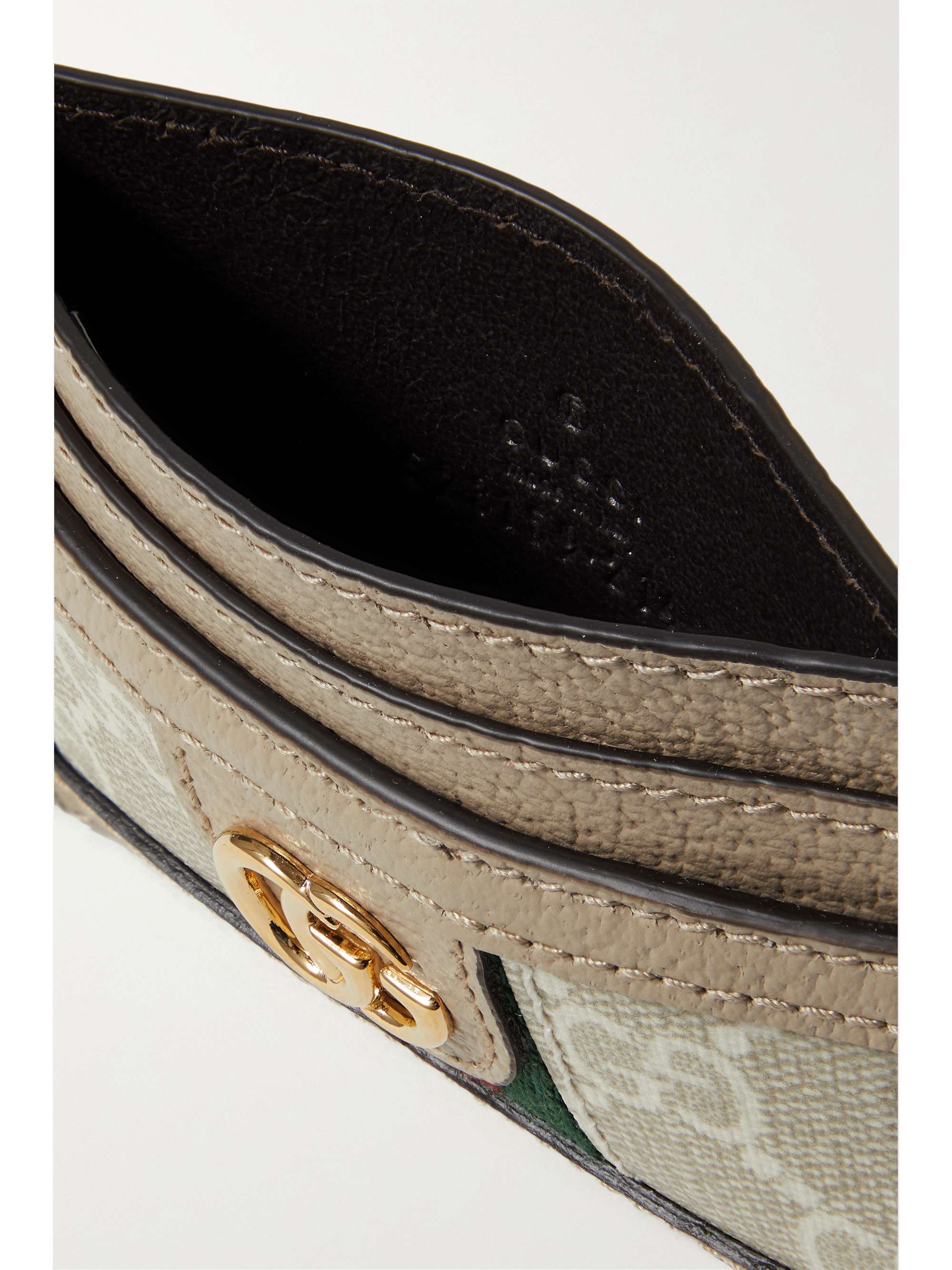 GUCCI Ophidia textured leather-trimmed printed coated-canvas cardholder