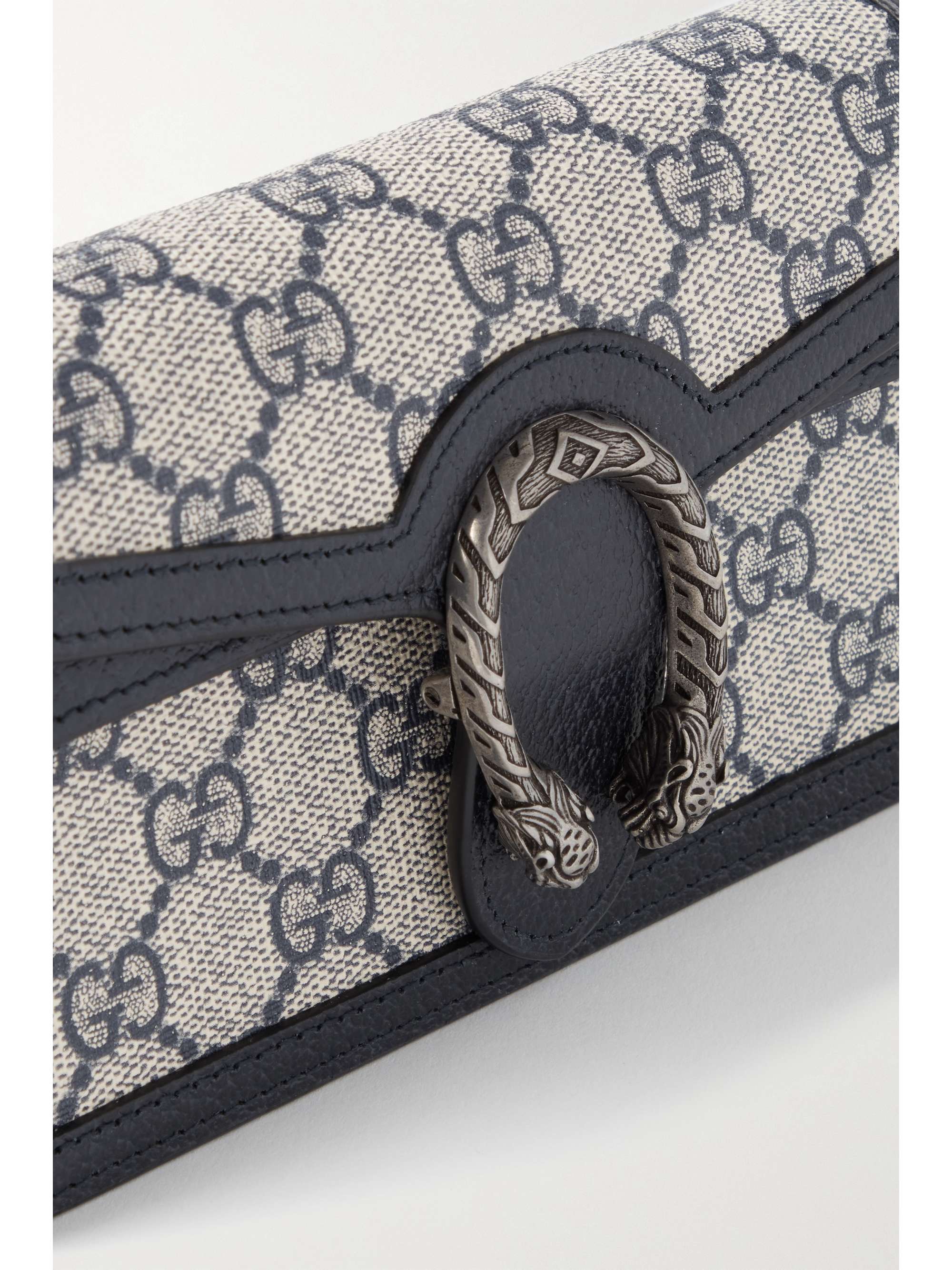 GUCCI Dionysus super mini leather-trimmed coated-canvas shoulder bag