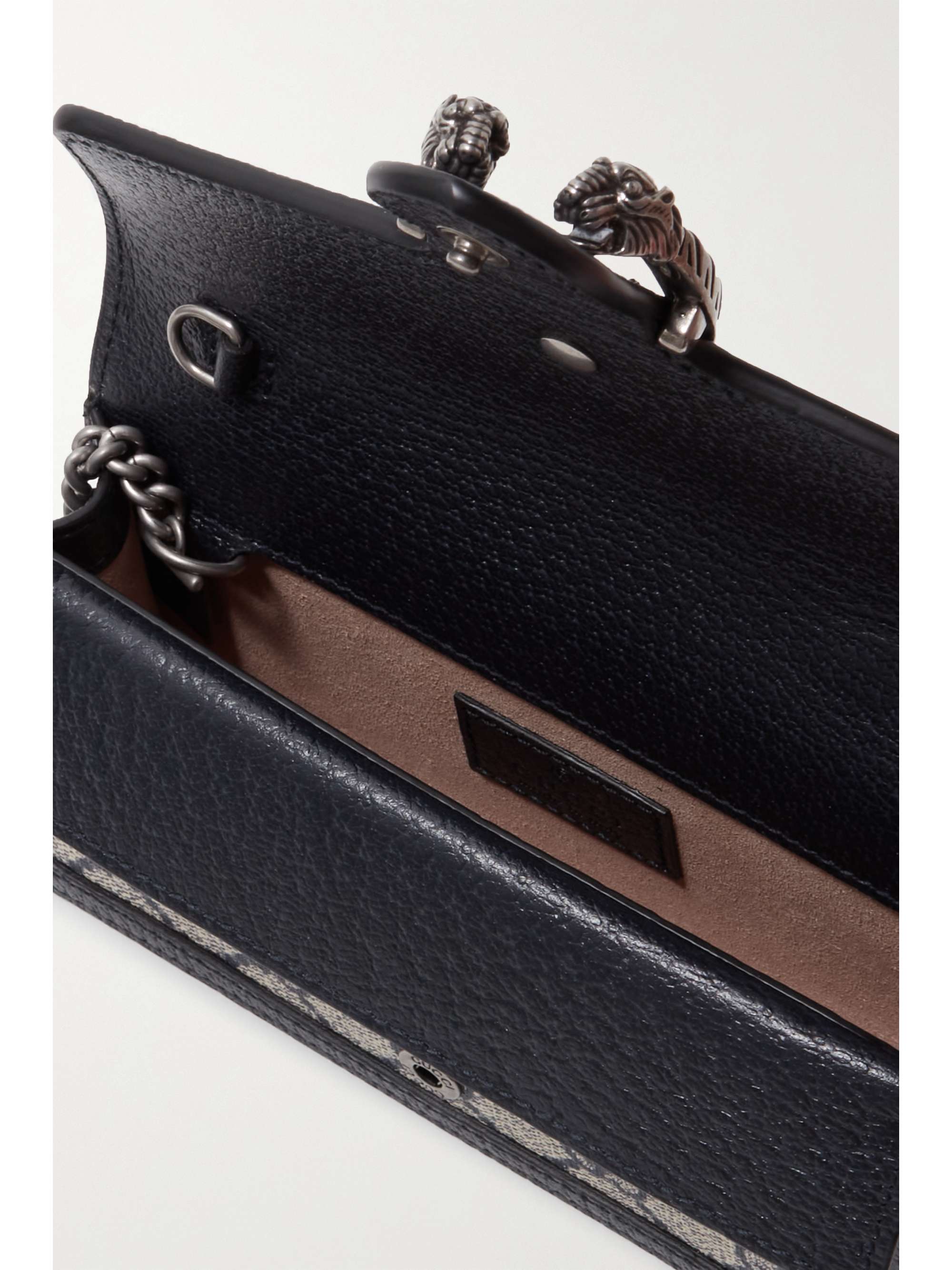 GUCCI Dionysus super mini leather-trimmed coated-canvas shoulder bag
