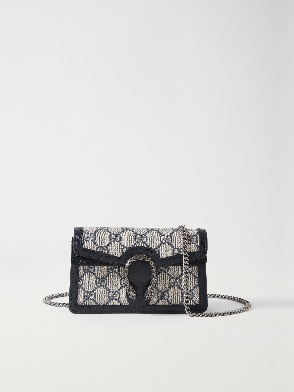 Gucci Dionysus Super Mini Leather-trimmed Printed Coated-canvas Shoulder Bag In Blue