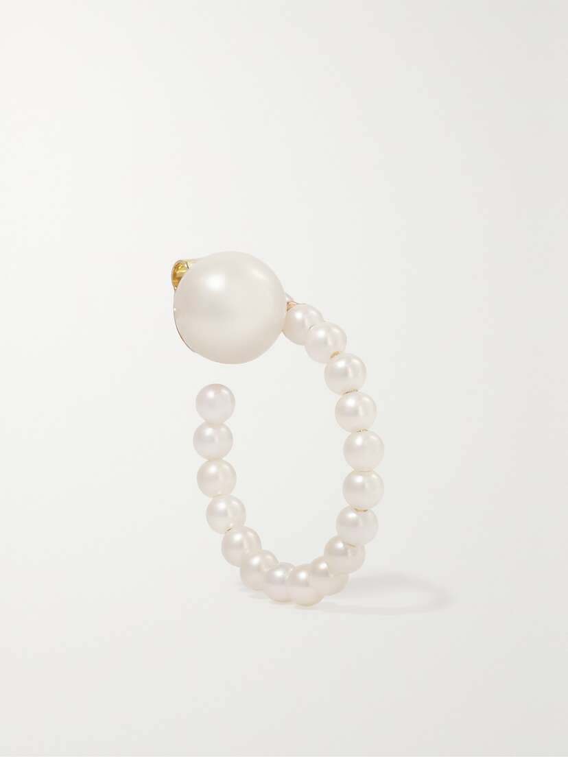 Sophie Bille Brahe Grand Lien De Perles 14-karat Gold Pearl Single Earring