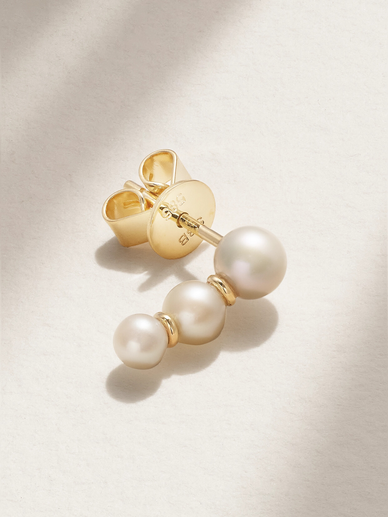 Sophie Bille Brahe - Trois Perle 14-karat Gold Pearl Single Earring - R