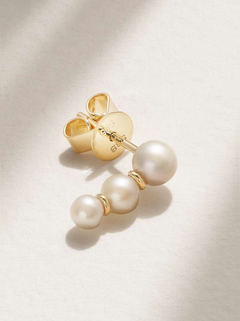 Sophie Bille Brahe Trois Perle 14-karat Gold Pearl Single Earring