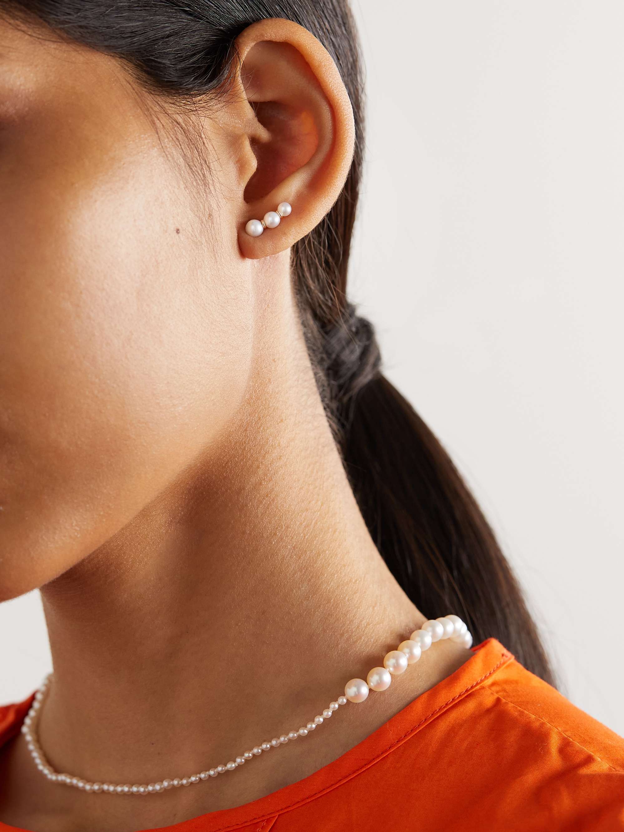 SOPHIE BILLE BRAHE Trois Perle 14-karat gold pearl single earring