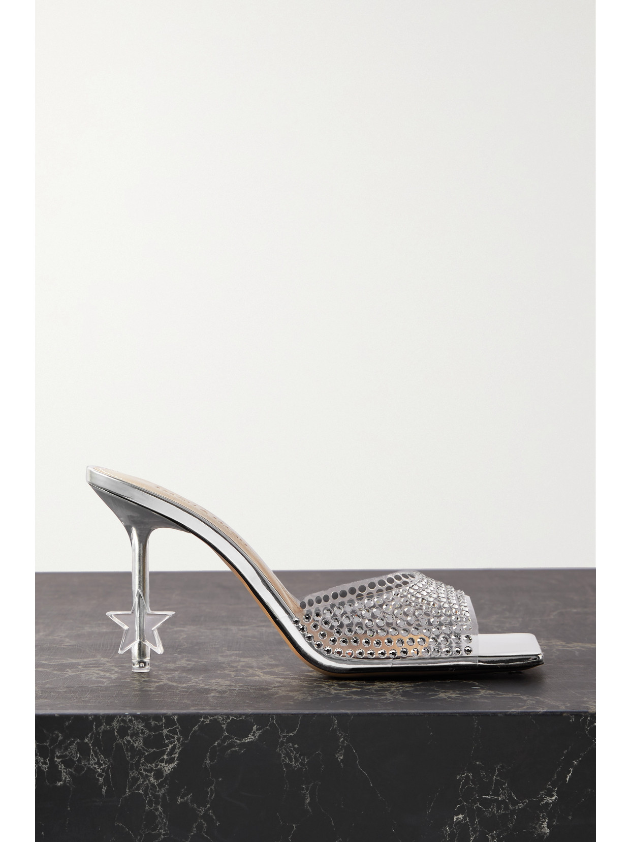 Shop Mach & Mach Crystal-embellished Pvc Mules In Neutrals