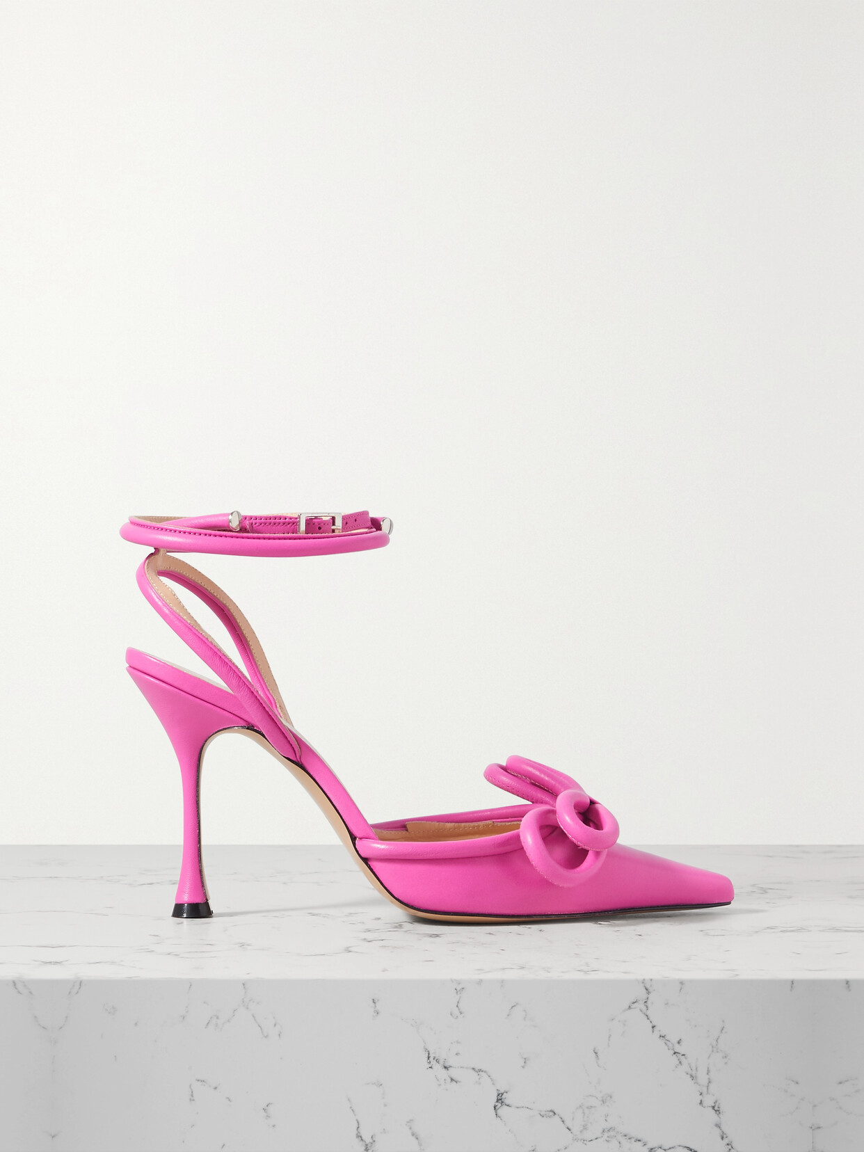 MACH & MACH Double Bow Leather Point-toe Pumps - Pink