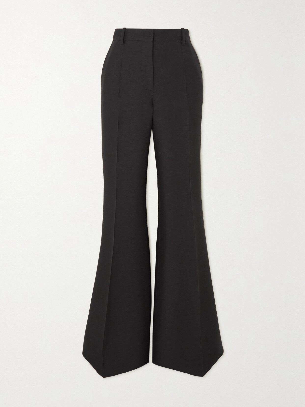 Valentino Garavani Wool And Silk-blend Crepe Wide-leg Pants - Black