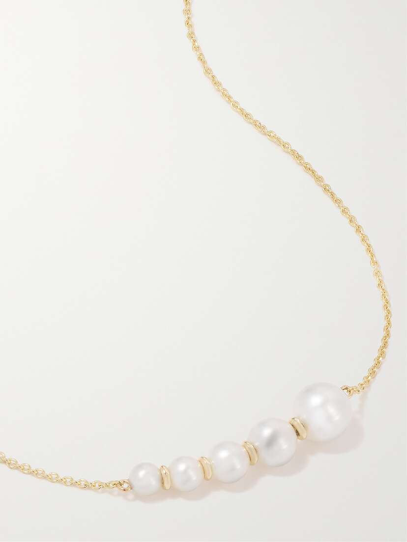 Sophie Bille Brahe Lune Perle 14-karat Gold Pearl Necklace
