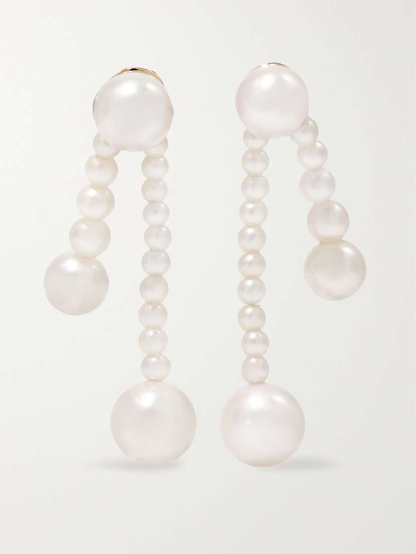 Sophie Bille Brahe Ruban De Perle 14-karat Gold Pearl Earrings