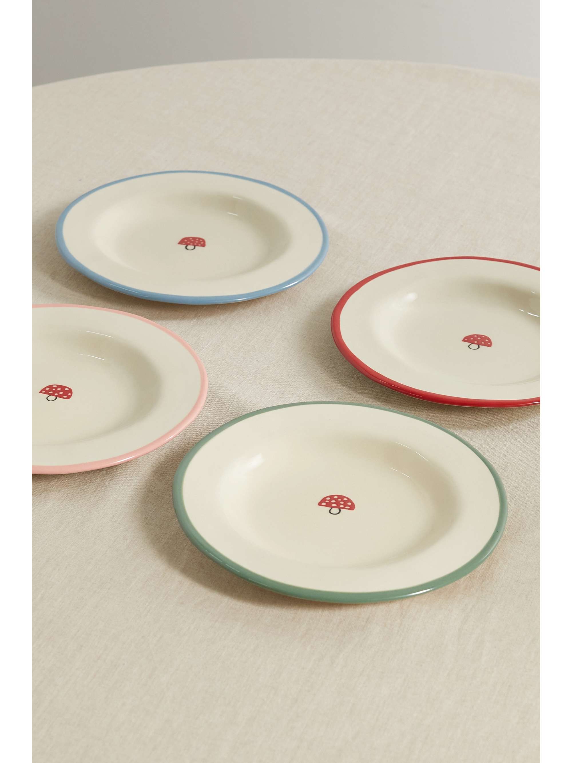 LAETITIA ROUGET Mushroom set of four ceramic dessert plates