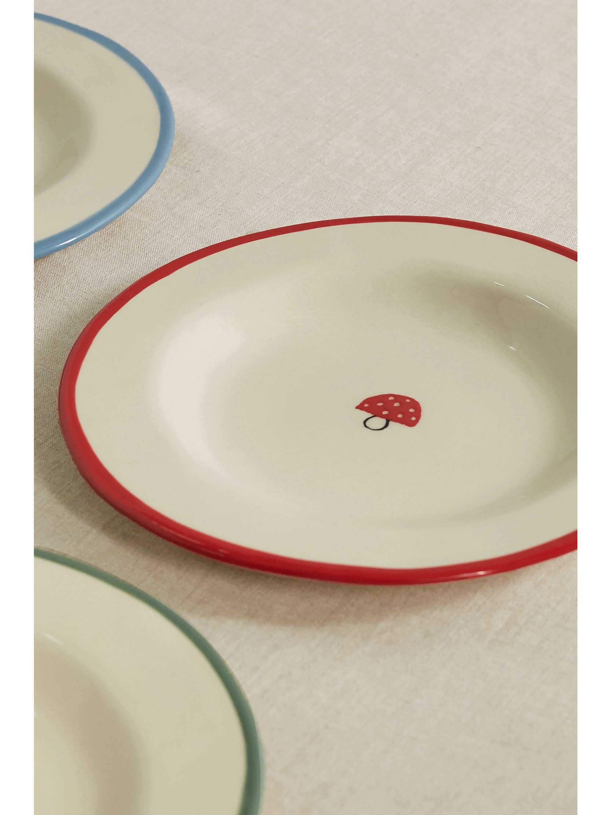 LAETITIA ROUGET Mushroom set of four ceramic dessert plates