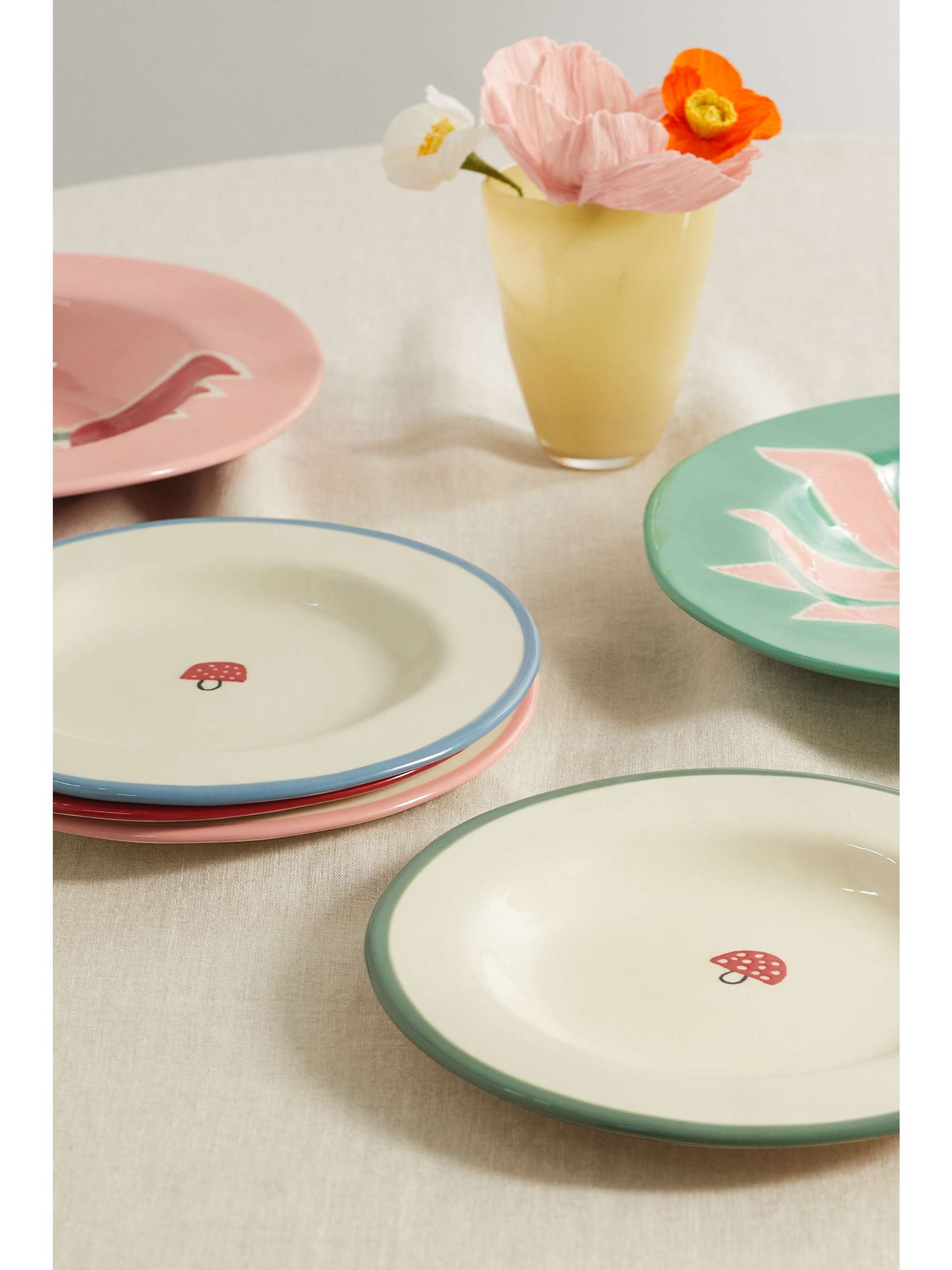 LAETITIA ROUGET Mushroom set of four ceramic dessert plates