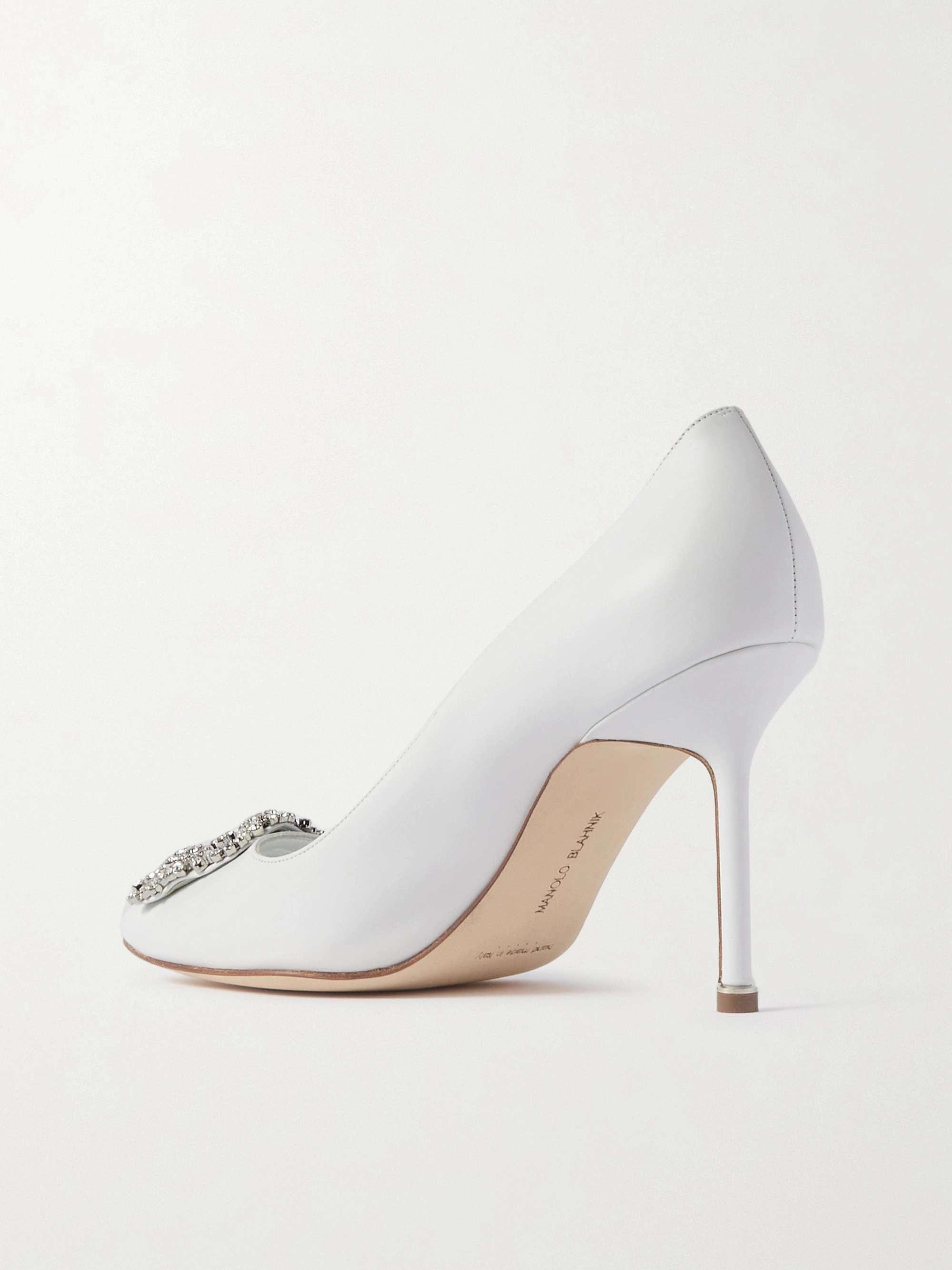 MANOLO BLAHNIK Hangisi 90 embellished leather pumps