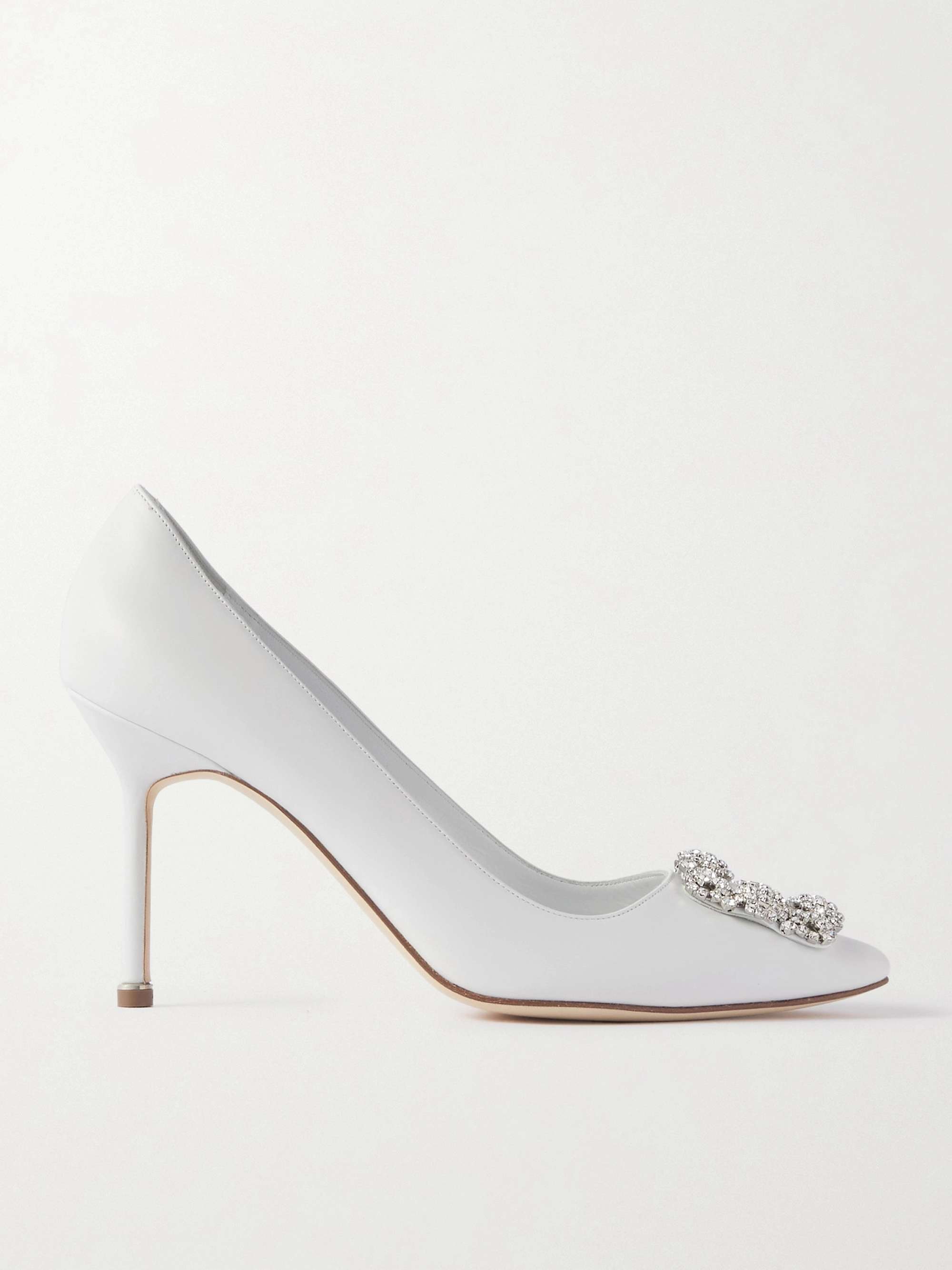 MANOLO BLAHNIK Hangisi 90 embellished leather pumps | NET-A-PORTER