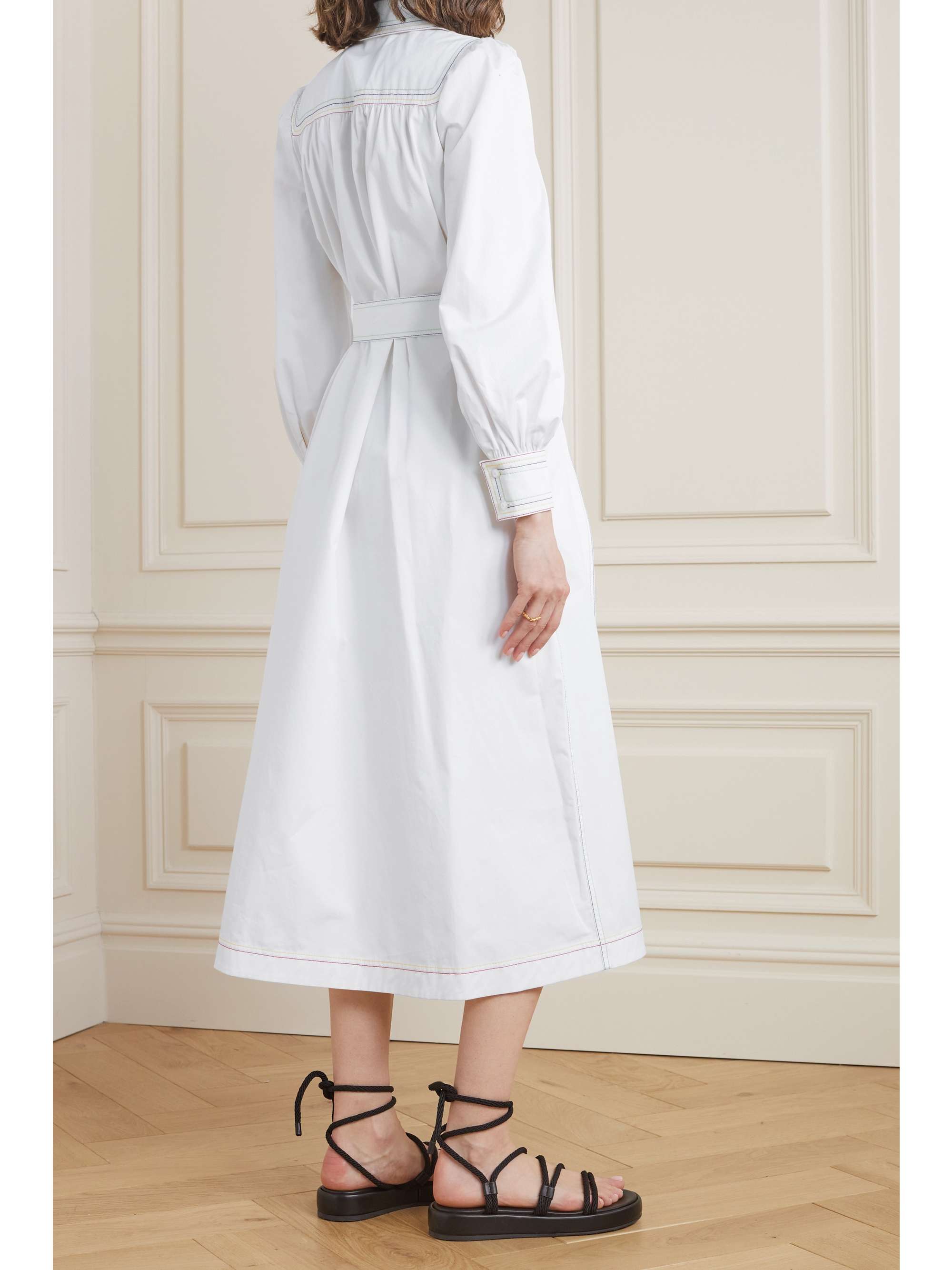 TORY BURCH Belted cotton-twill midi shirt dress | NET-A-PORTER