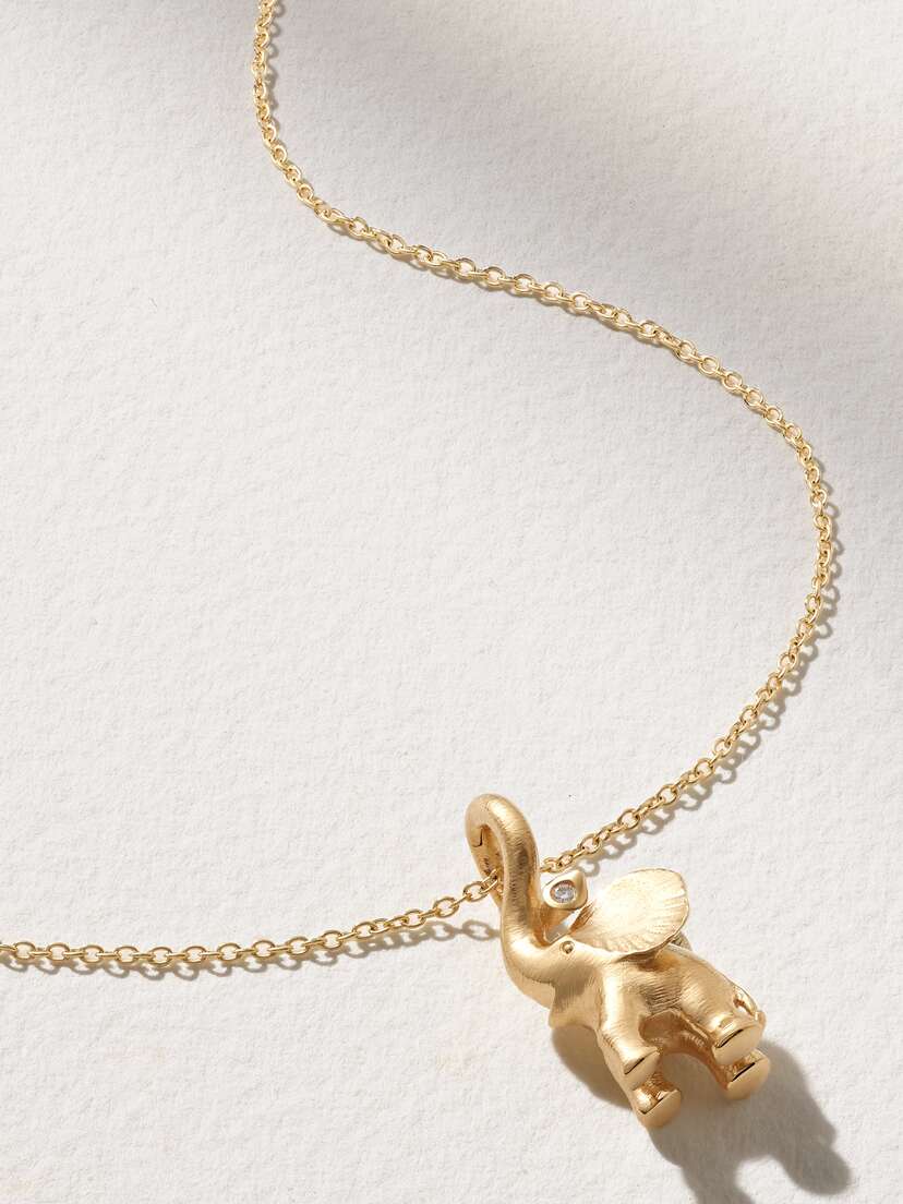 OLE LYNGGAARD COPENHAGEN Elephant 18-karat Gold Diamond Necklace