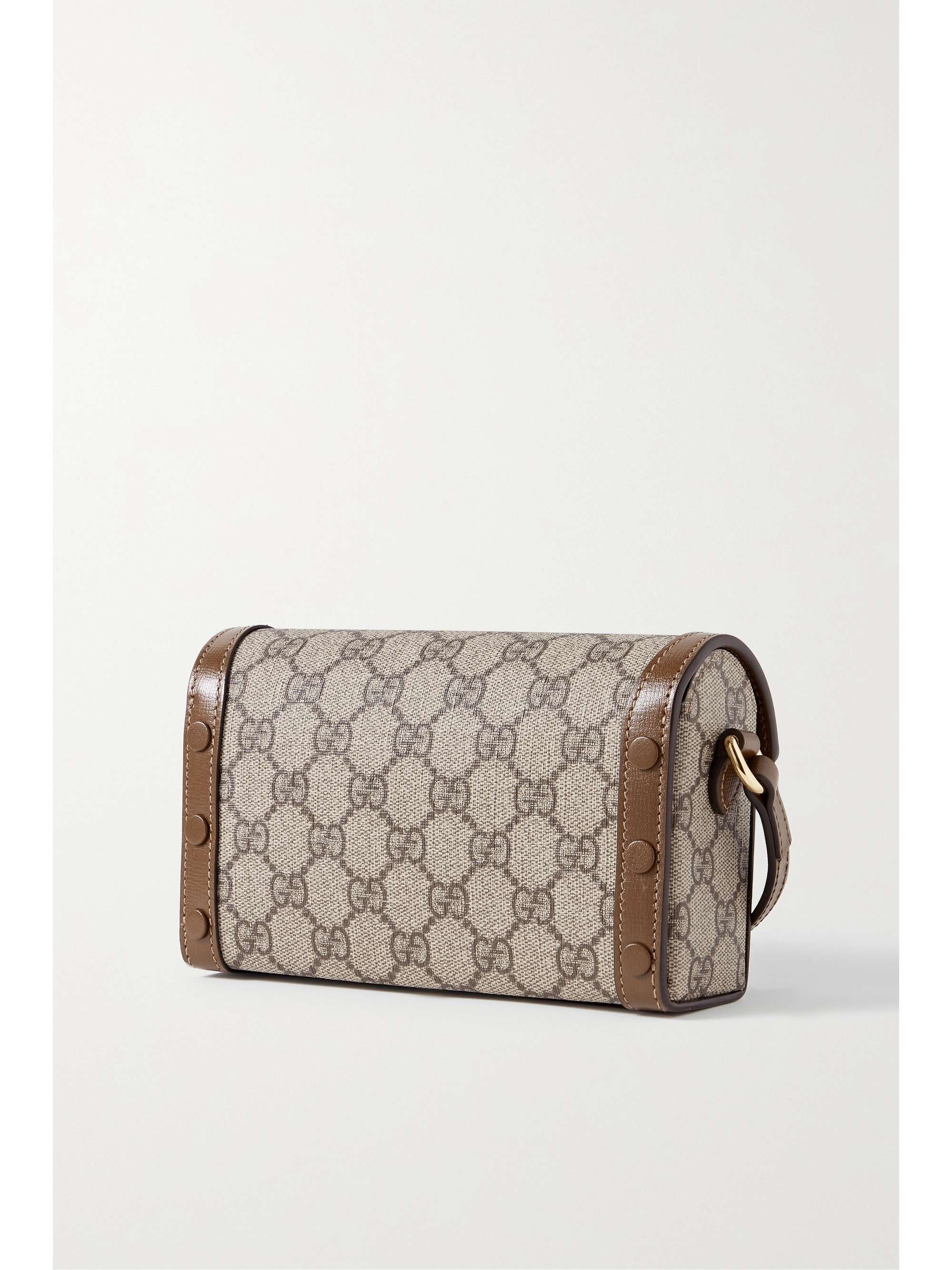 GUCCI 1955 Horsebit mini leather-trimmed canvas-jacquard shoulder bag