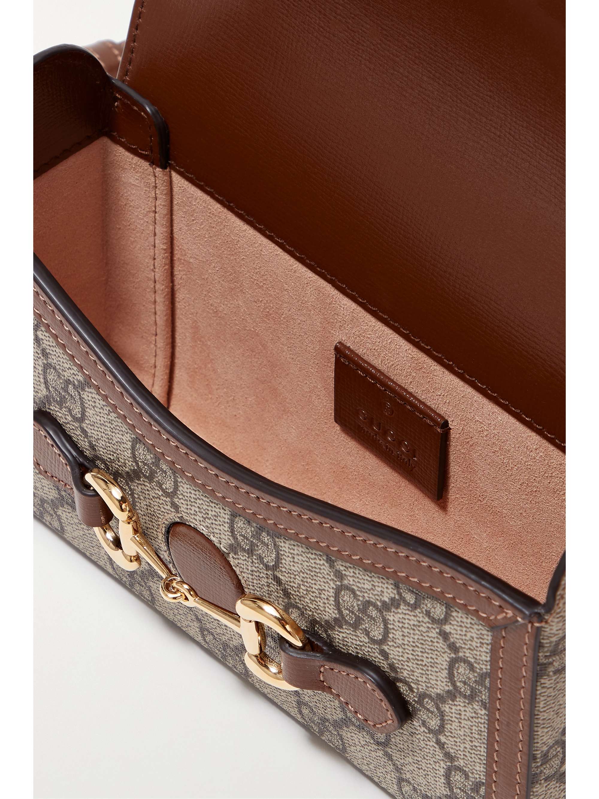 GUCCI 1955 Horsebit mini leather-trimmed canvas-jacquard shoulder bag