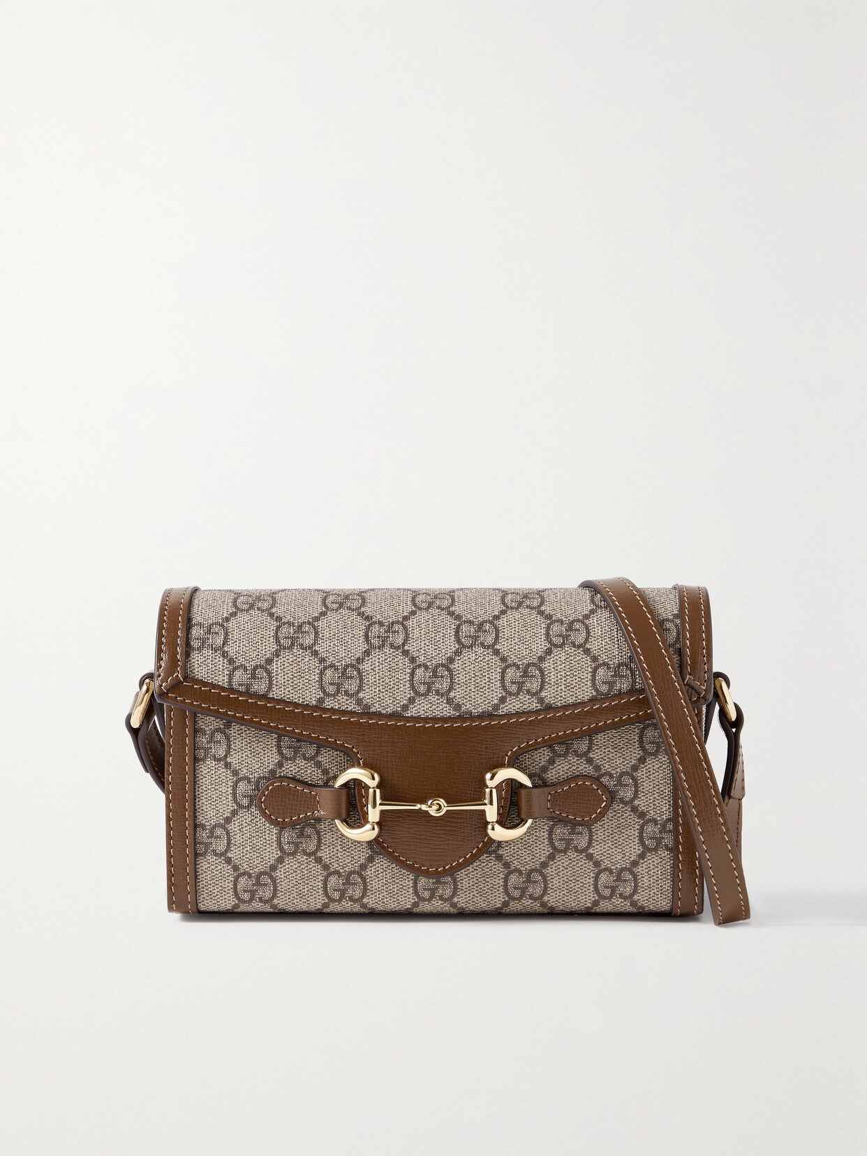 Horsebit 1955 Leather-Trimmed Printed Coated-Canvas Shoulder Bag