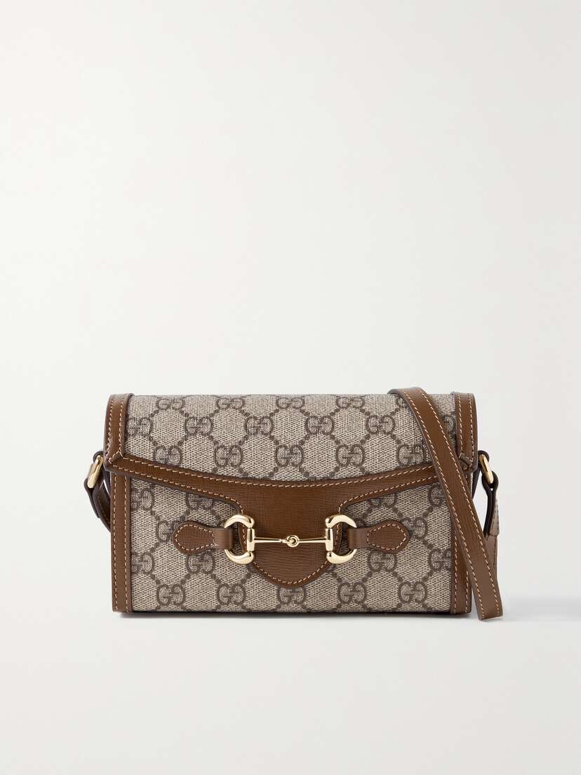 Gucci Horsebit 1955 Leather-trimmed Printed Coated-canvas Shoulder Bag