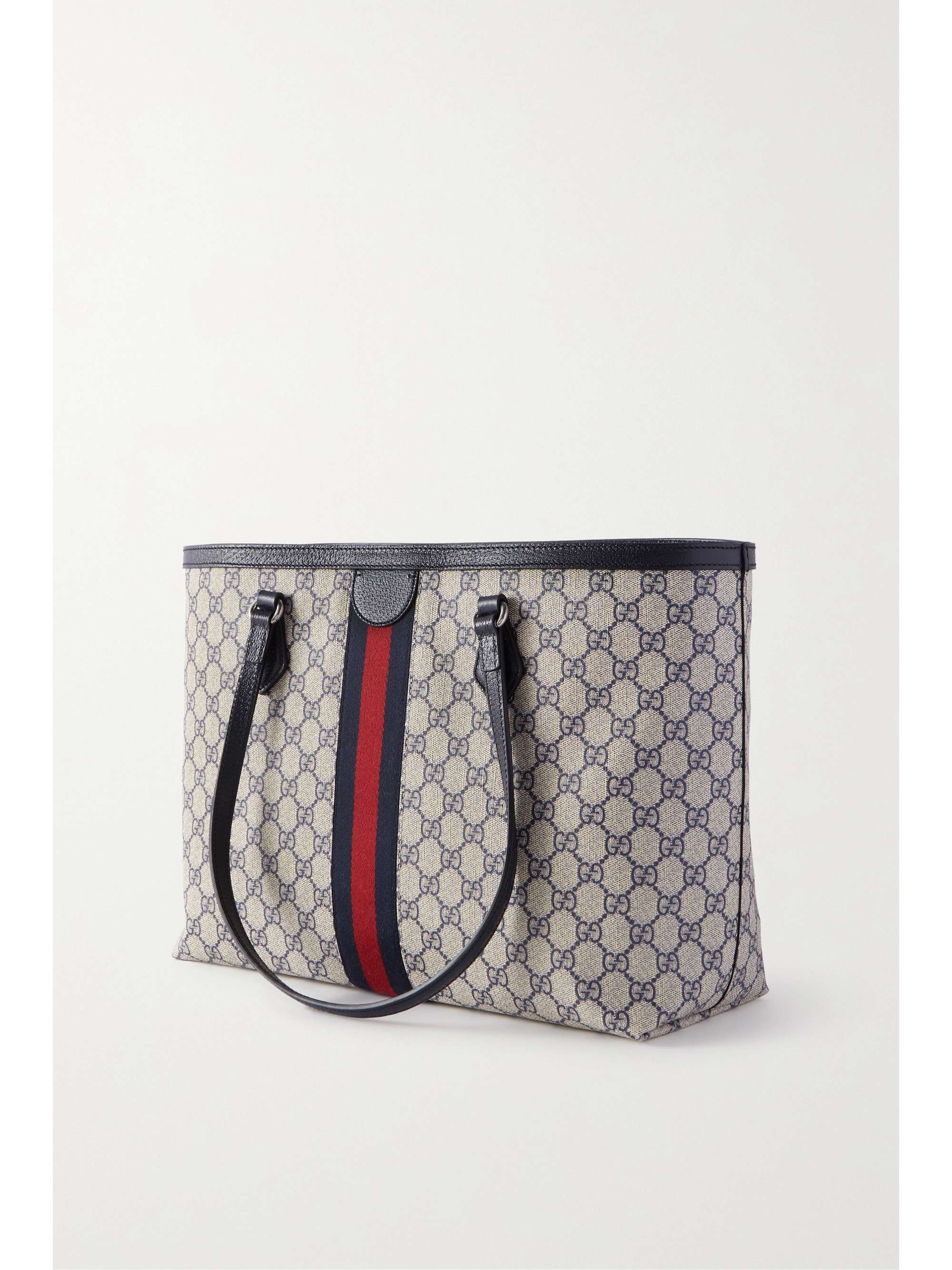GUCCI Ophidia webbing-trimmed printed coated-canvas and leather tote