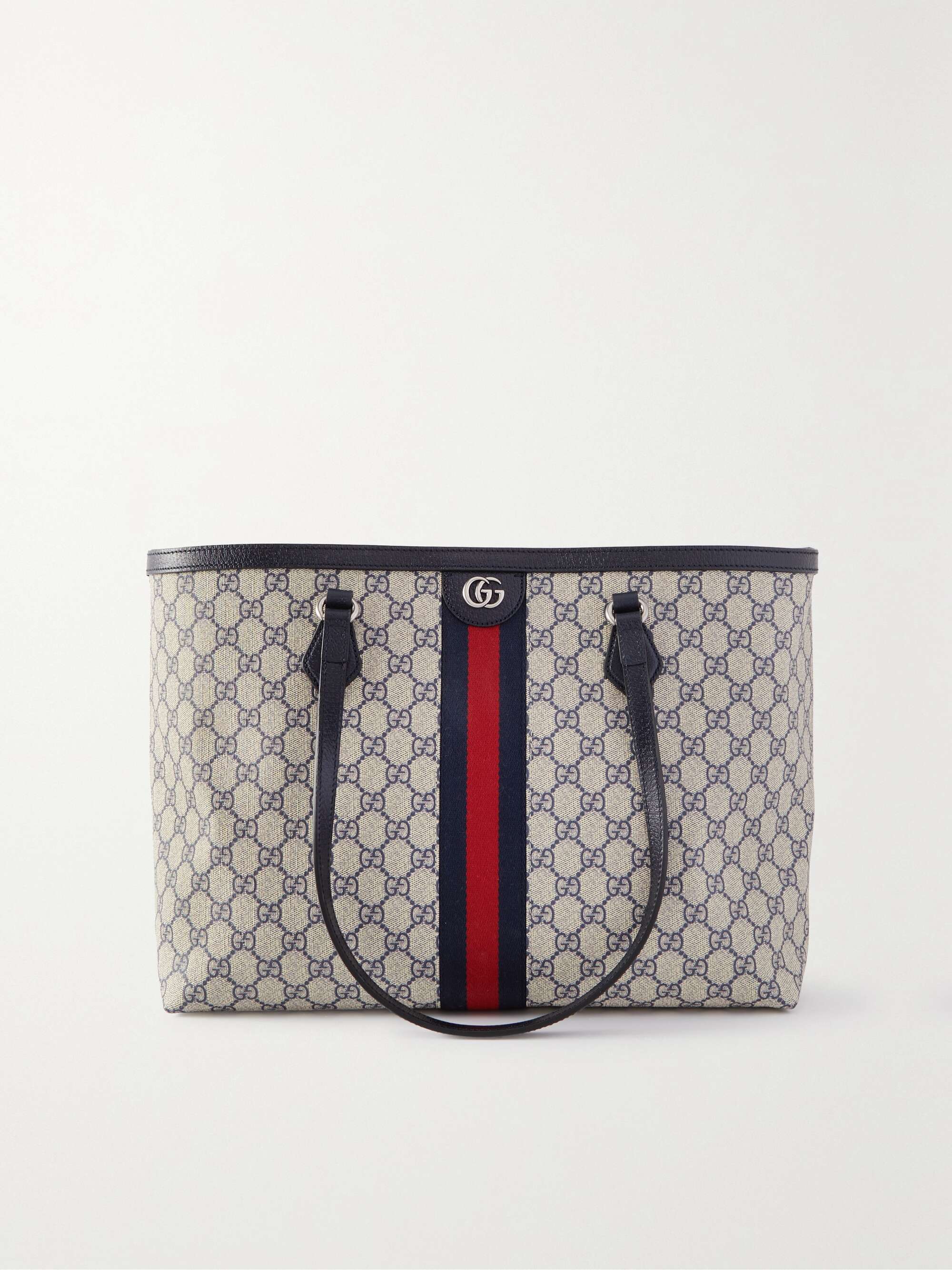 GUCCI Ophidia medium leather-trimmed printed coated-canvas tote